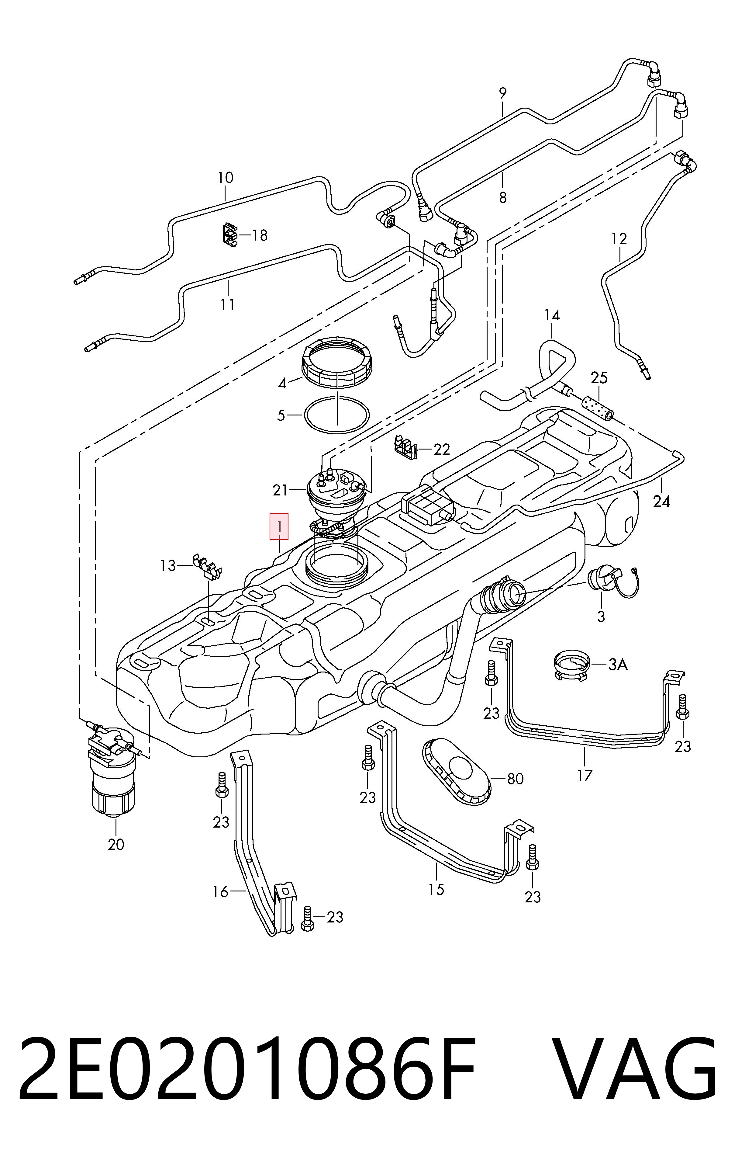 Depósito de gasolina para Volkswagen Crafter 2F, 2FC, 2FF, 2FG,2FL, 2FM