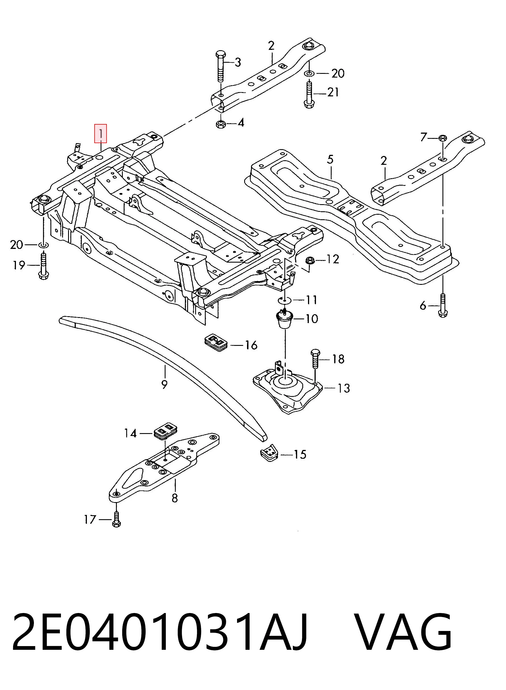 Puente delantero para Volkswagen Crafter 2F, 2FC, 2FF, 2FG,2FL, 2FM