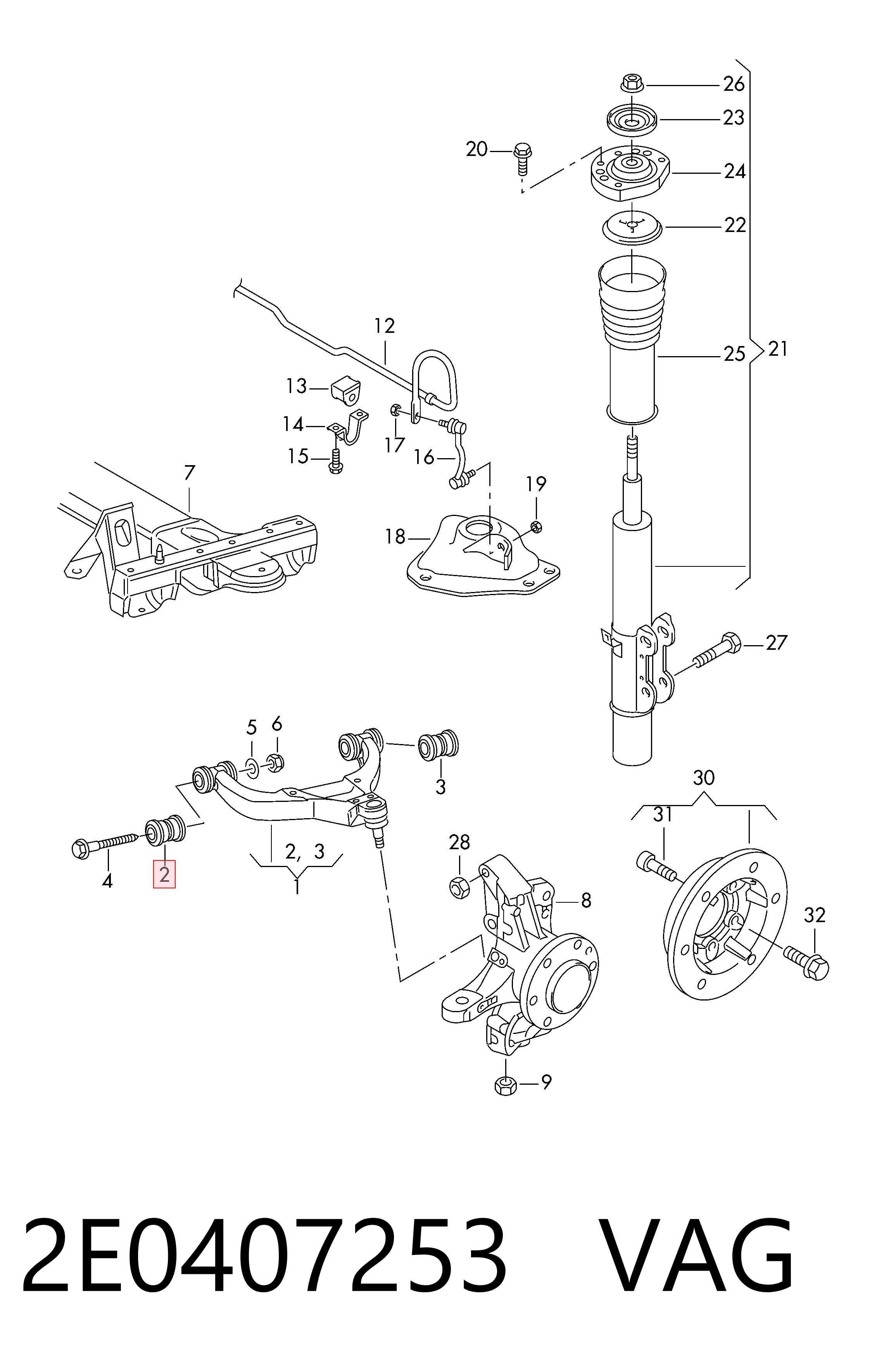 Silentblock suspension Volkswagen Crafter  (2E, 2EE, 2EK)