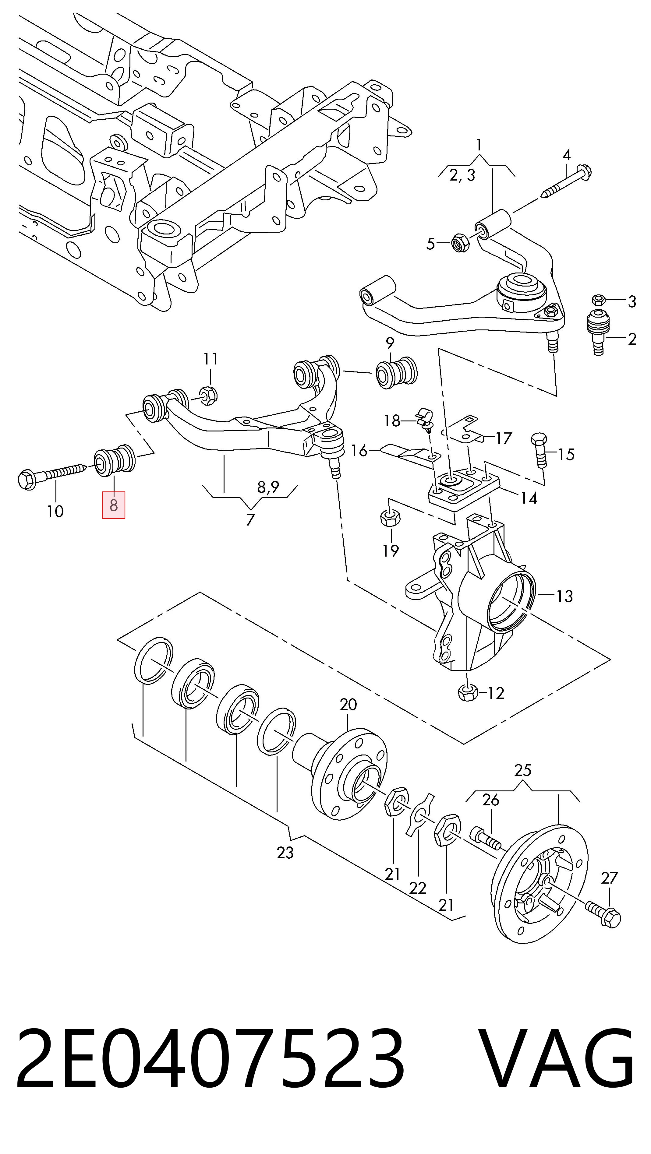 Silentblock del brazo de suspensión para Volkswagen Crafter 2E, 2EE, 2EK