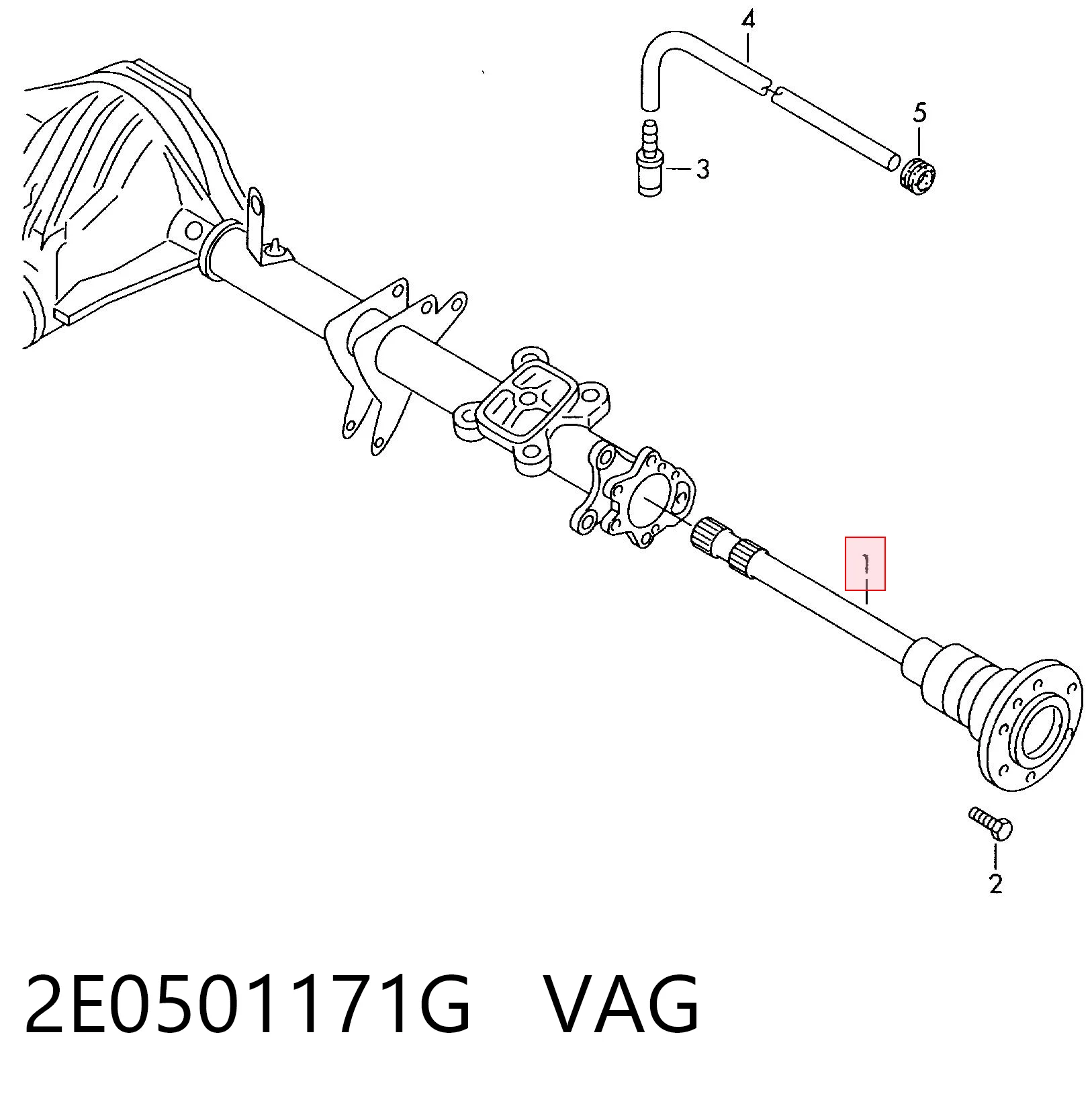 2E0501171G VAG Semieje trasero izquierdo