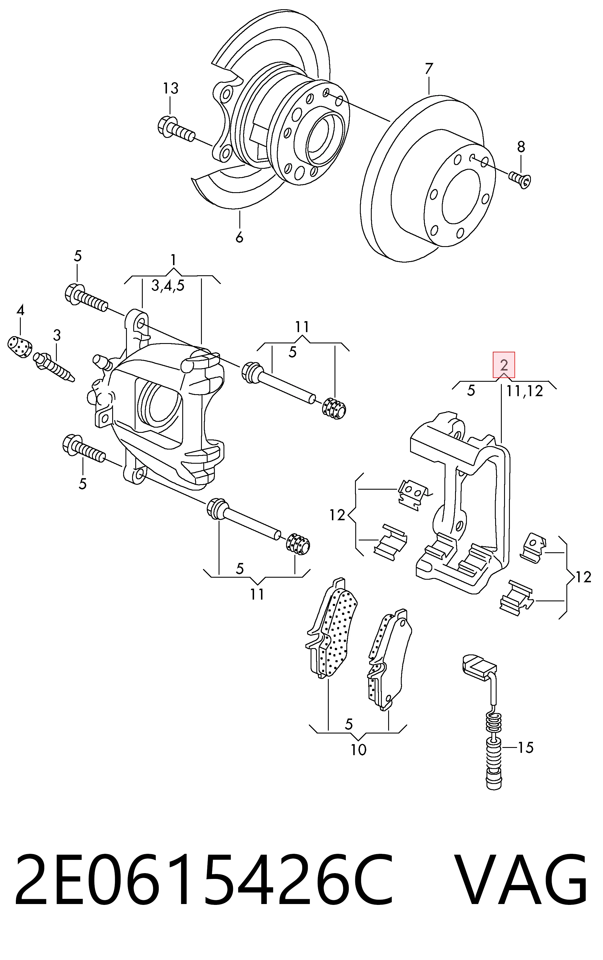 2E0615426C VAG Soporte, pinza de freno delantera