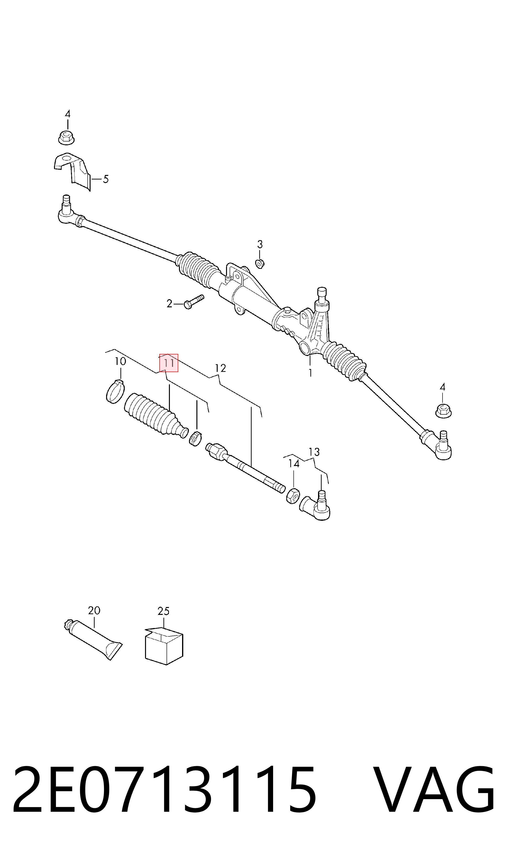 Fuelle de dirección para Volkswagen Crafter  (2F, 2FC, 2FF, 2FG,2FL, 2FM)
