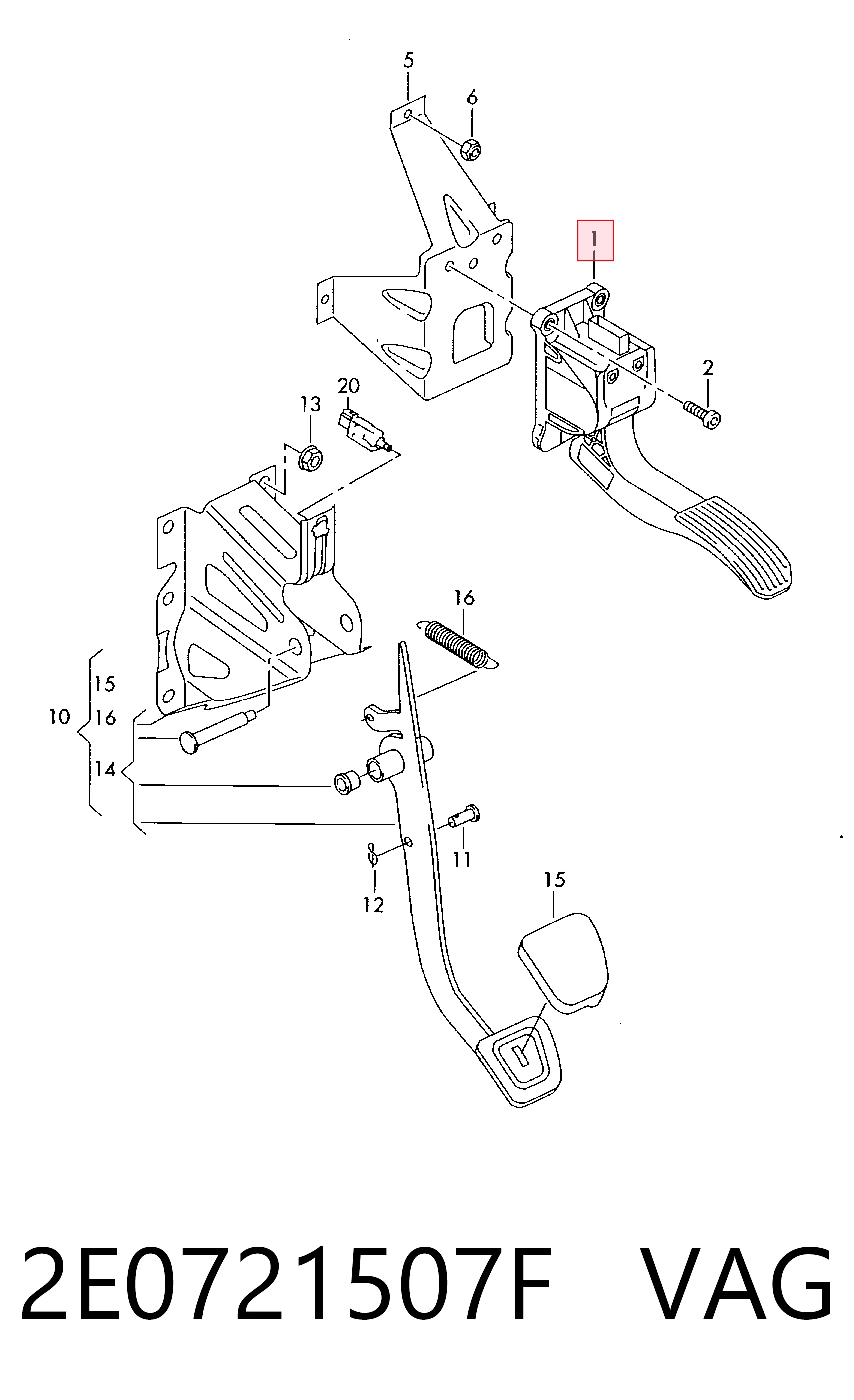 Pedal del acelerador para Volkswagen Crafter 2F, 2FC, 2FF, 2FG,2FL, 2FM