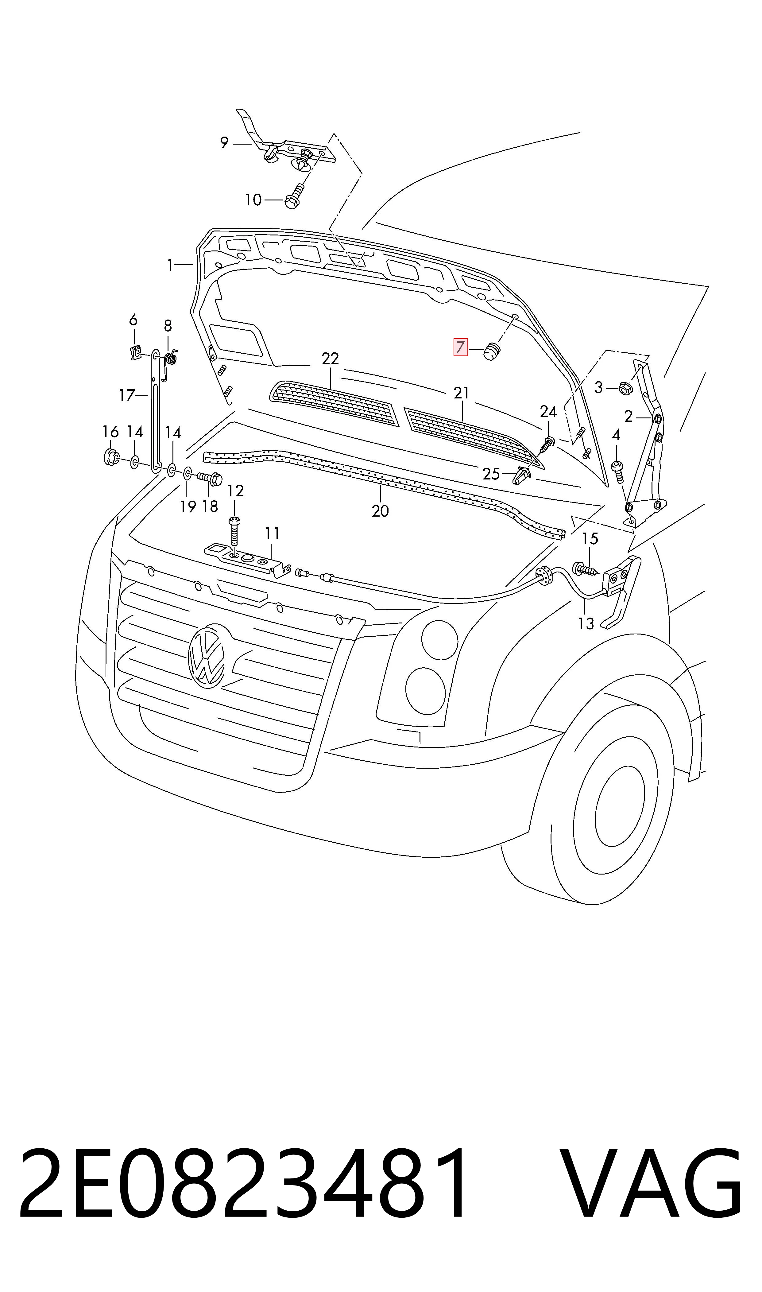 2E0823481 VAG Tope del capó