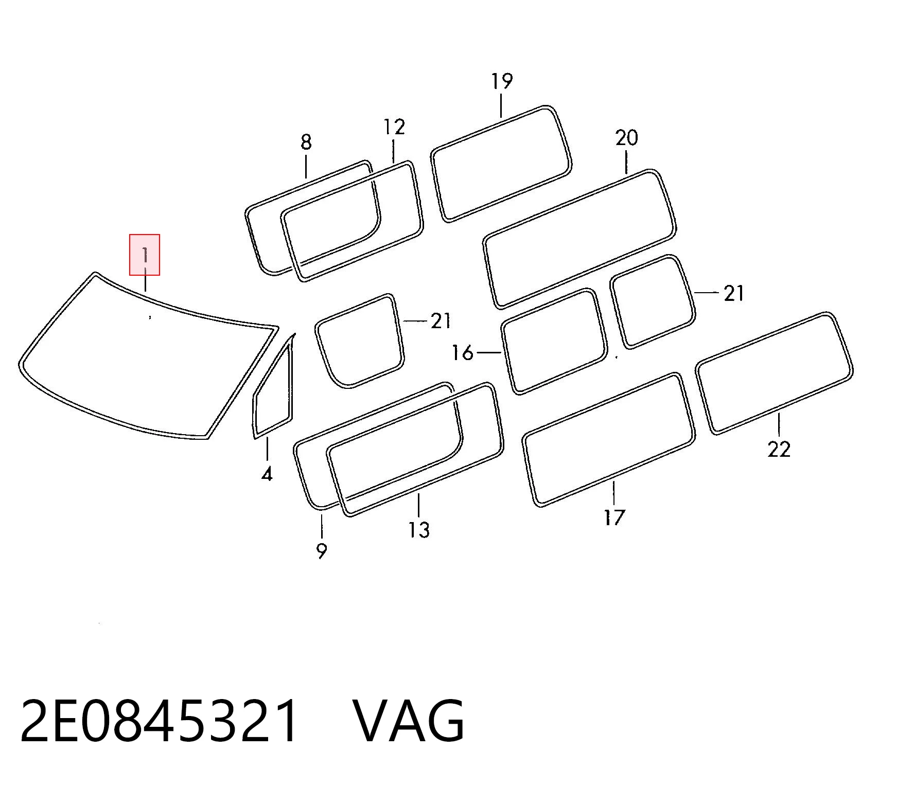 2E0845321 VAG Junta parabrisas