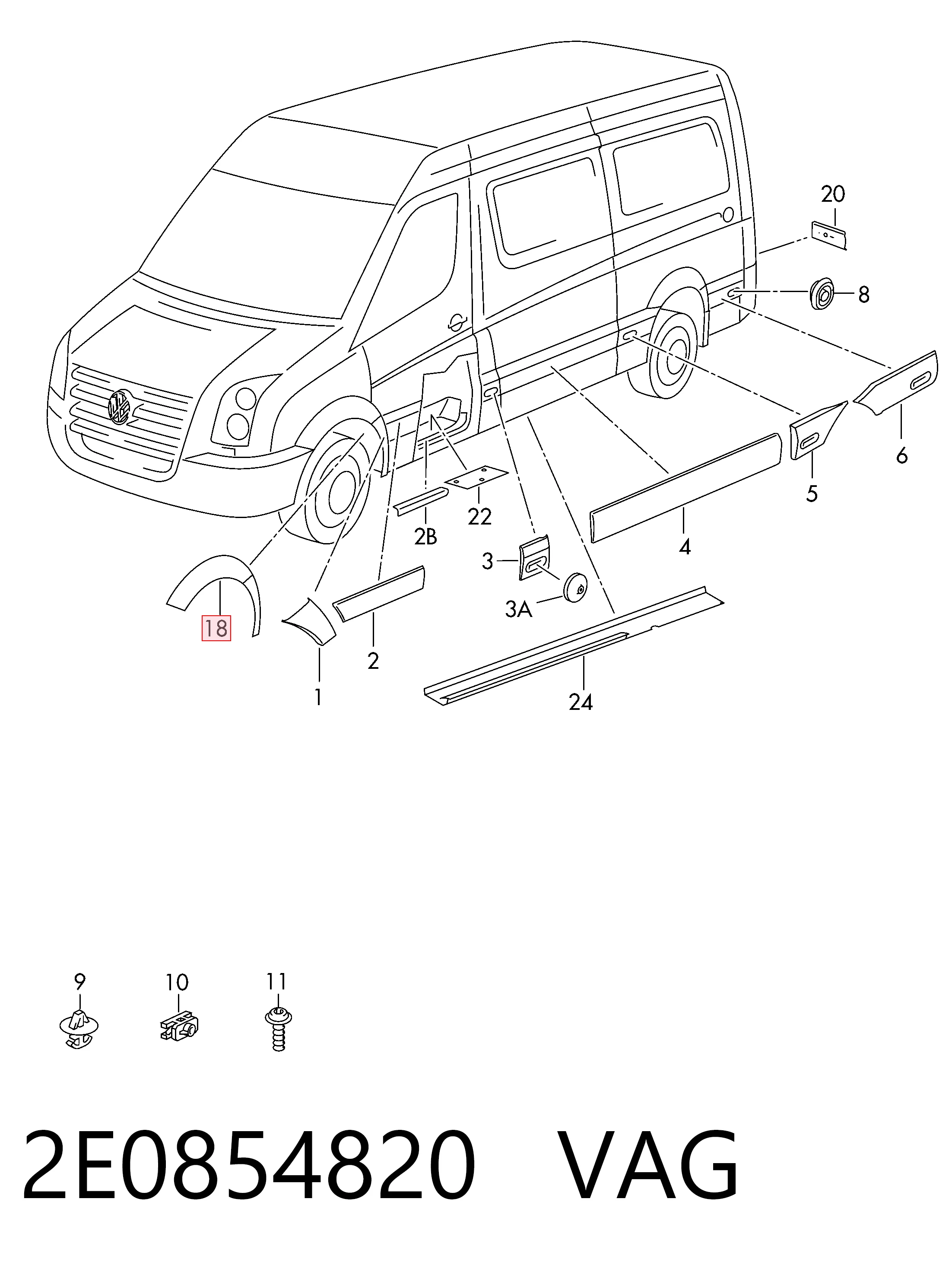 Comprar Paso de rueda delantero derecho Volkswagen Crafter  2E, 2EE, 2EK a bajo precio