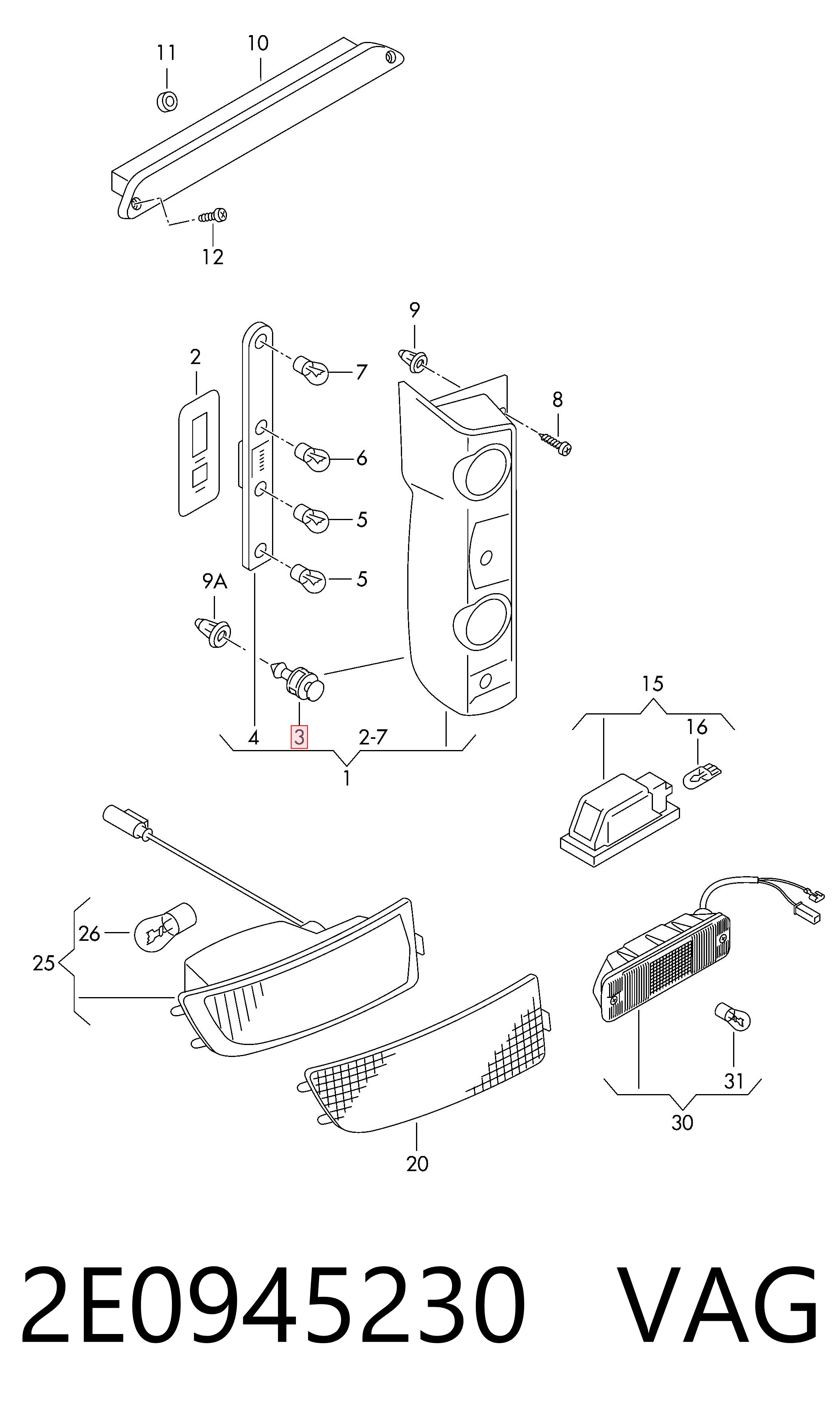 Panel de soporte de luces traseras VAG 2E0945230 precio, desde 8,61 EUR