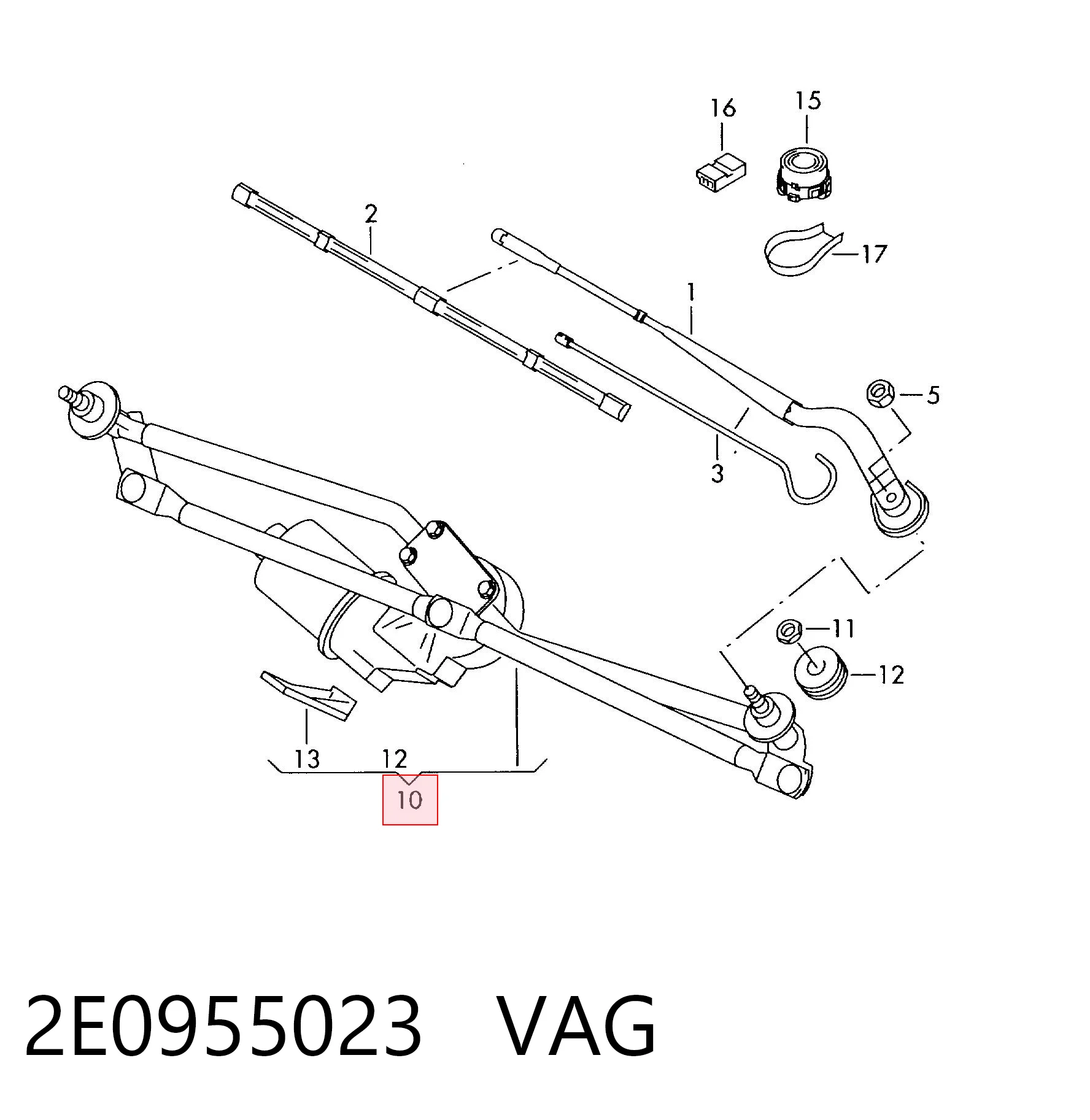 Varilla de limpiaparabrisas para Volkswagen Crafter 2E, 2EE, 2EK