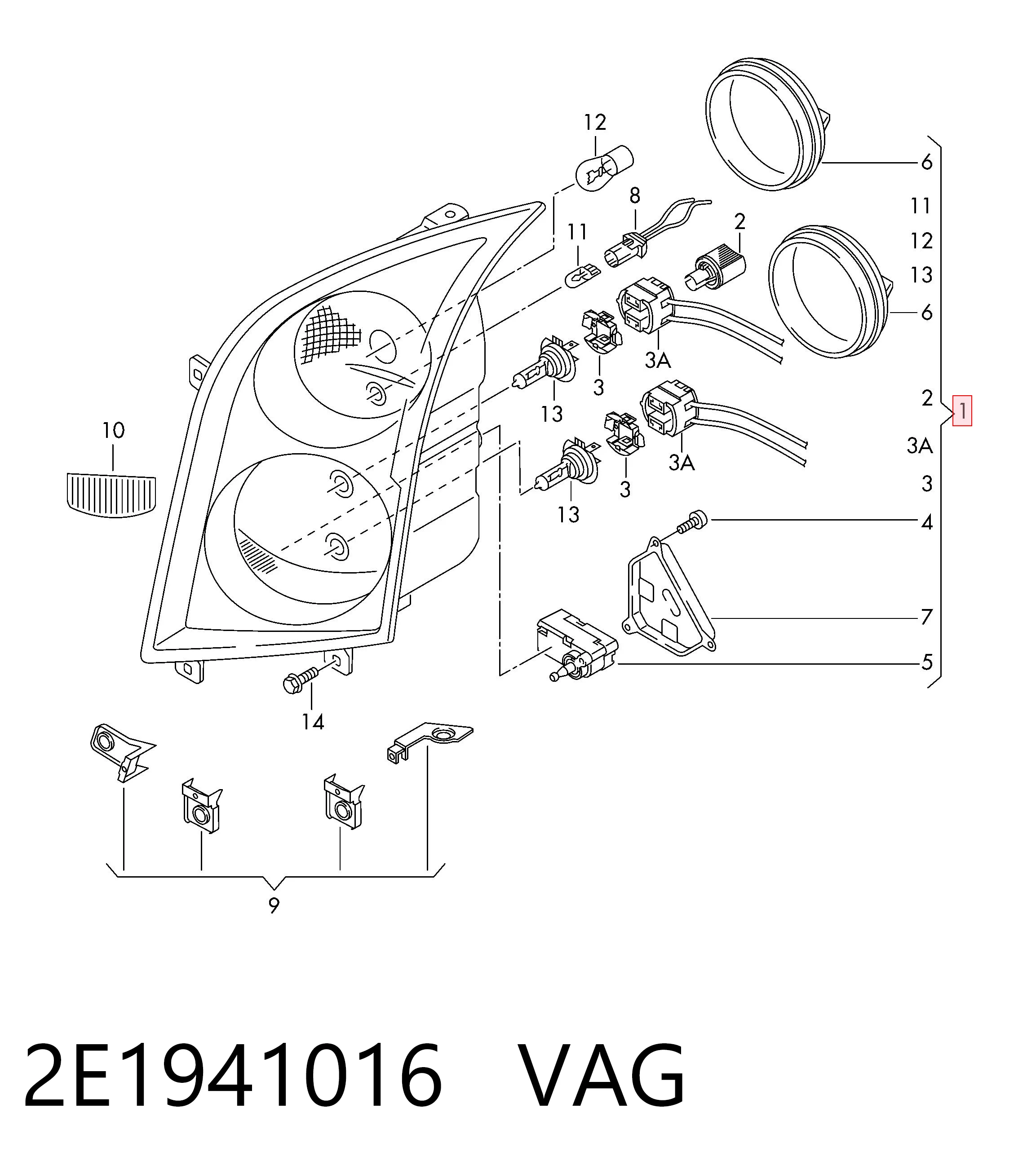 2E1941016 VAG Luz derecha