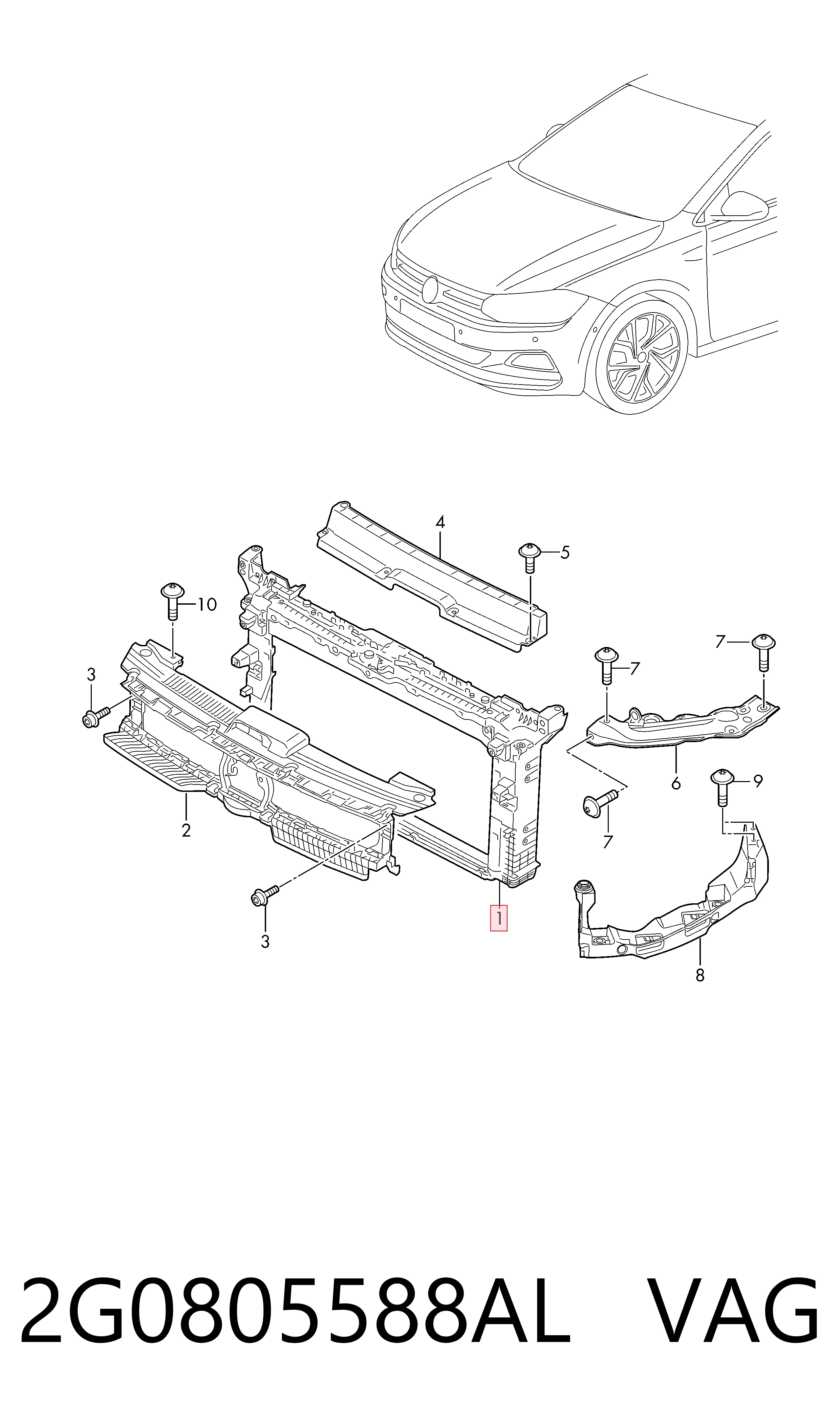 Comprar Soporte de radiador Volkswagen Polo VI AW1, BZ1, AE1