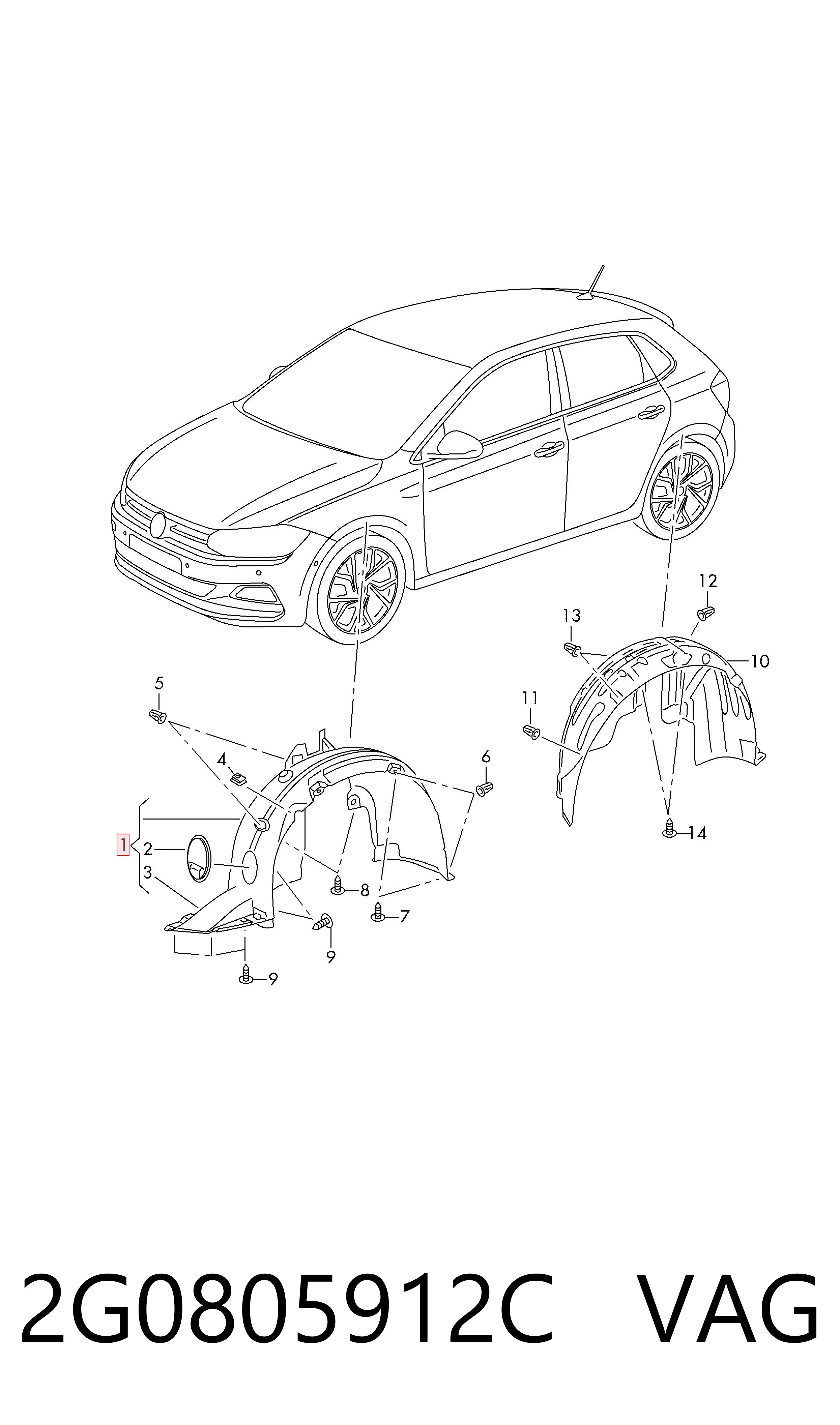 Paso rueda para Volkswagen Polo AW1, BZ1, AE1