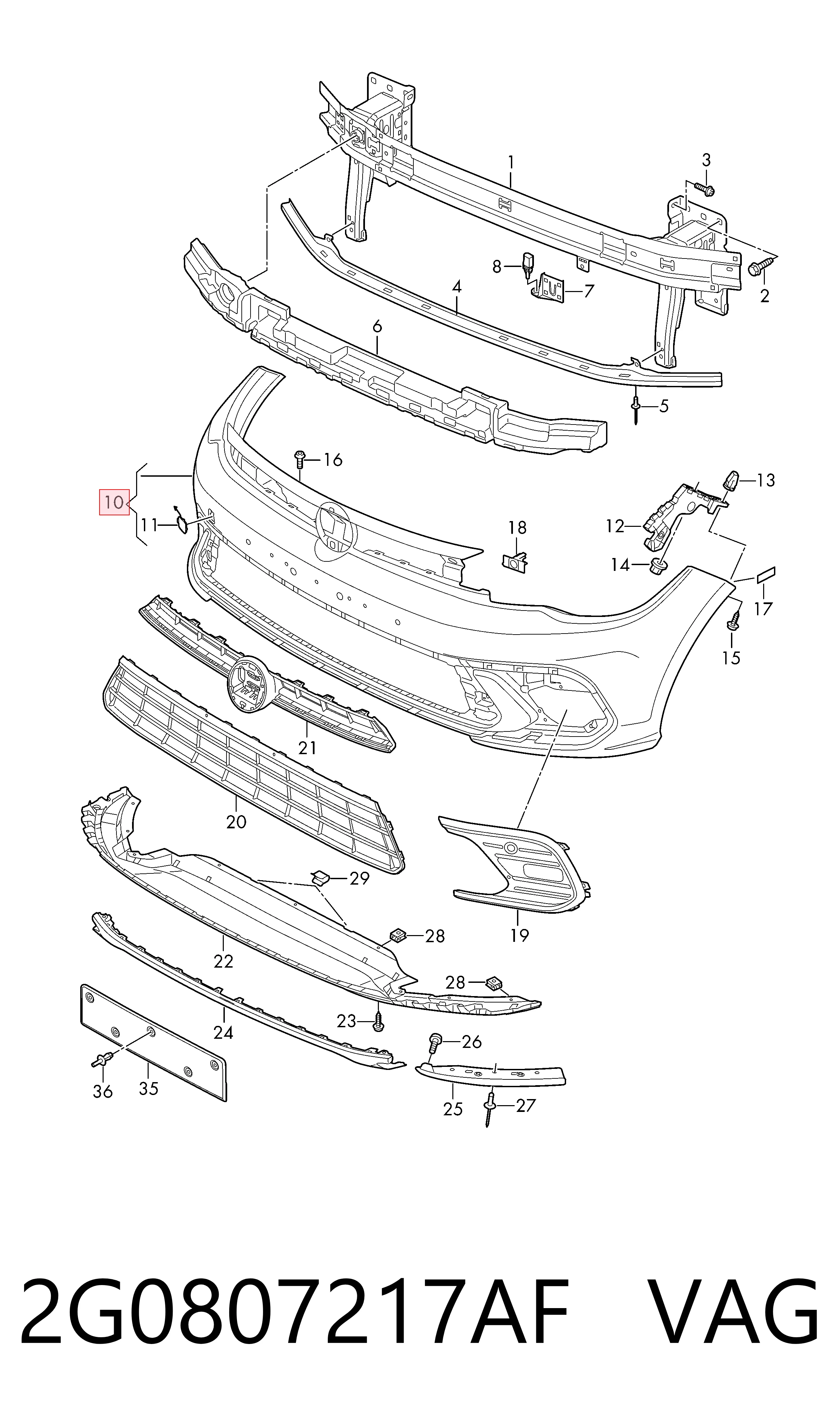 Paragolpes delantero para Volkswagen Polo VI AW1, BZ1, AE1