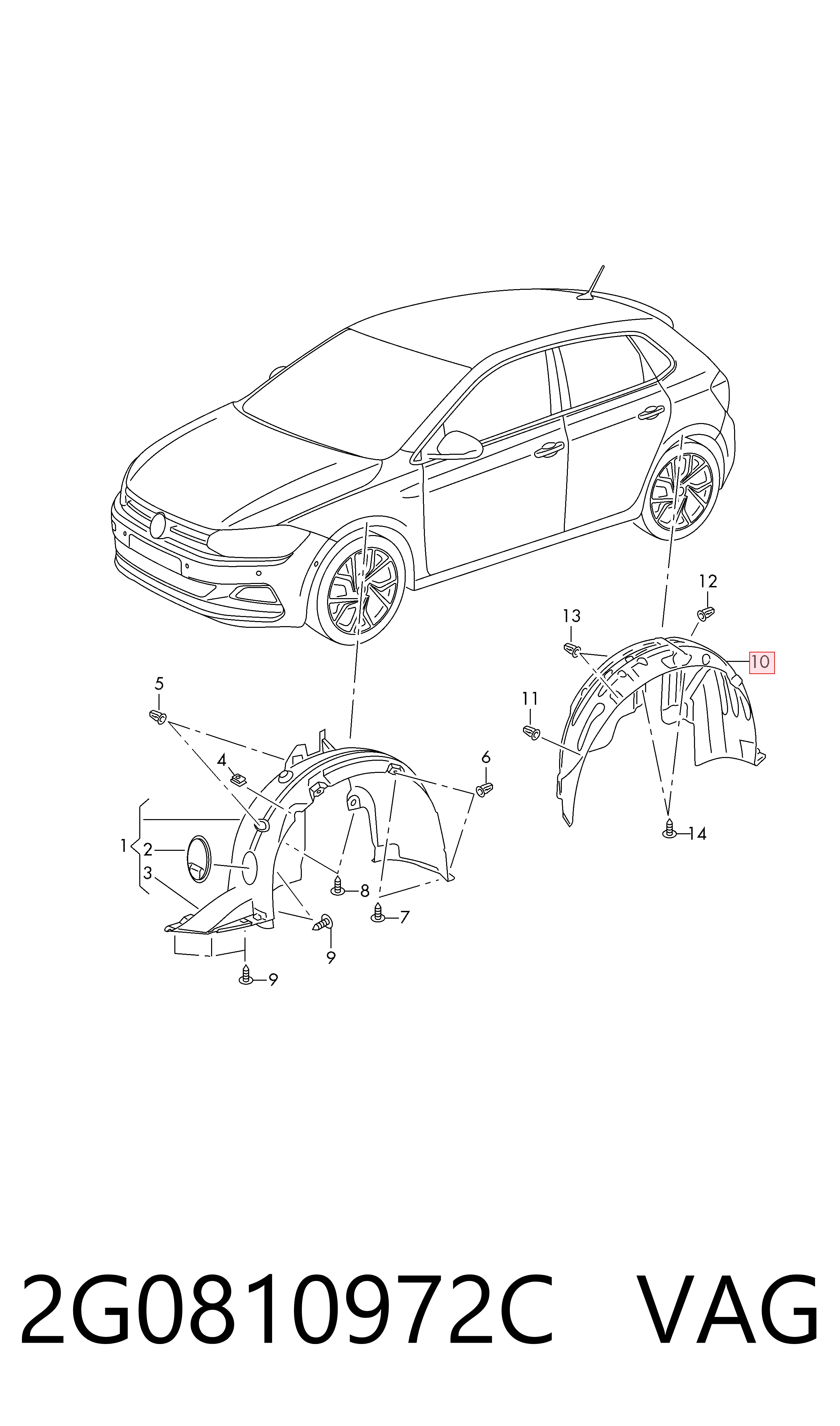 Comprar Paso de rueda delantero derecho Volkswagen Polo VI AW1, BZ1, AE1 a bajo precio