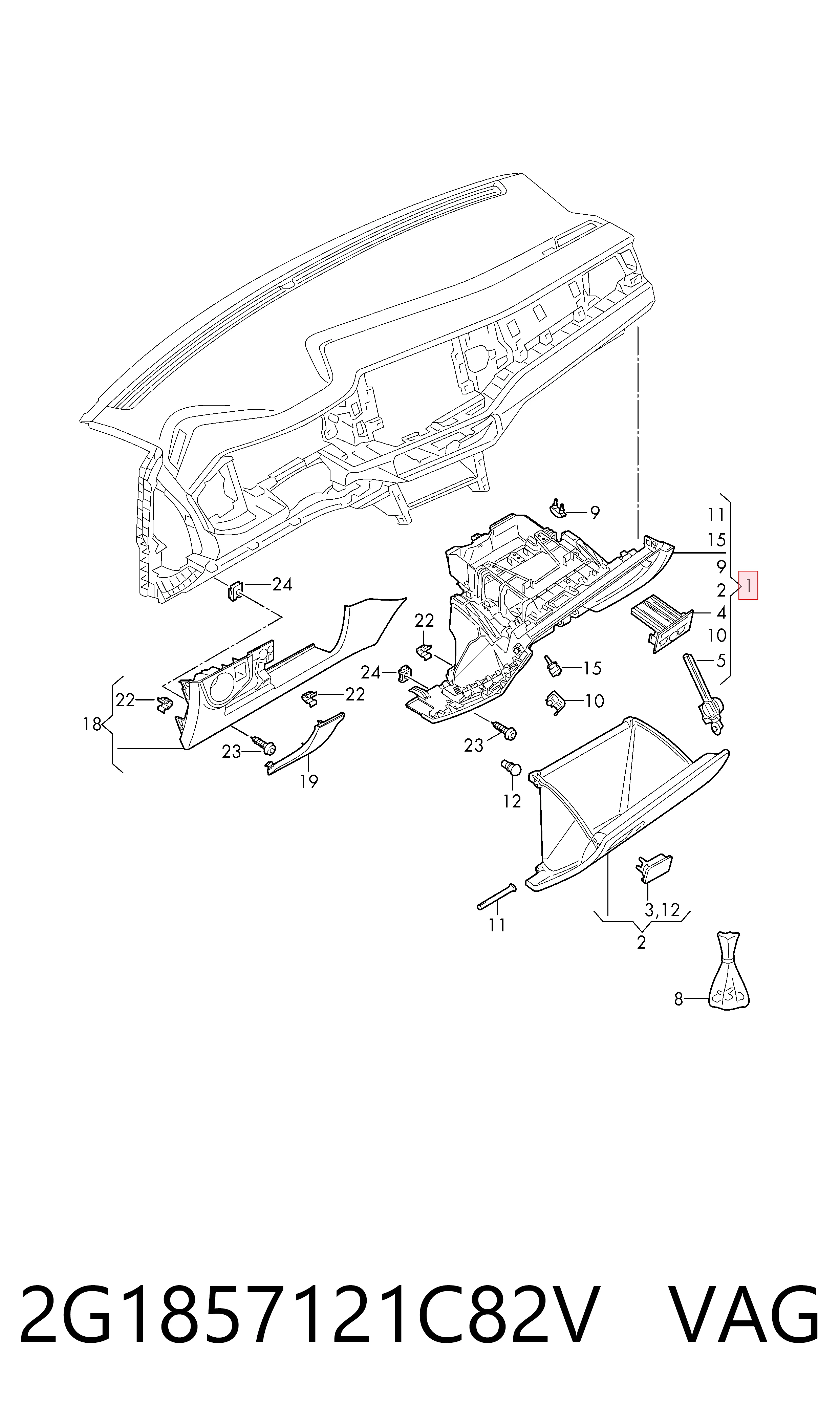 Comprar Guantera Volkswagen Polo VI AW1, BZ1, AE1