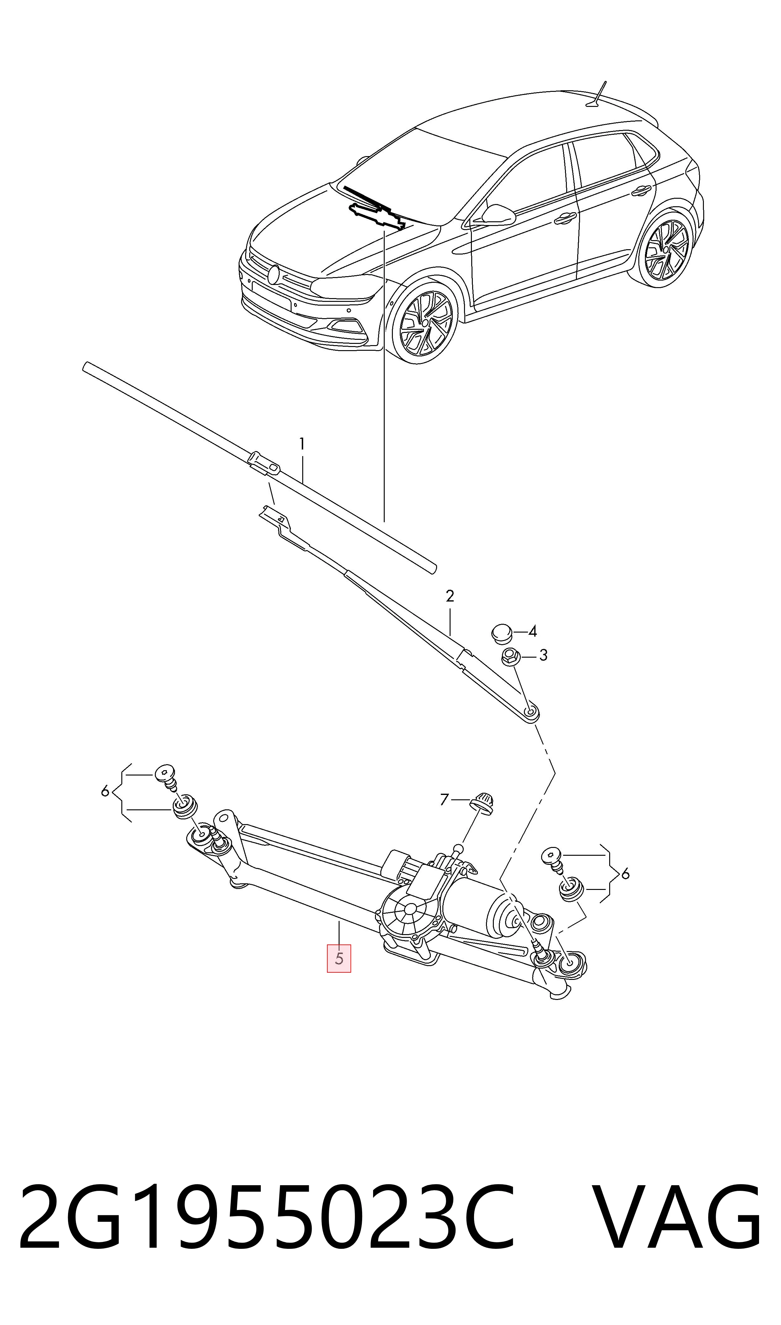 Trapezio del limpiaparabrisas VAG 2G1955023C precio, desde 145,20 EUR