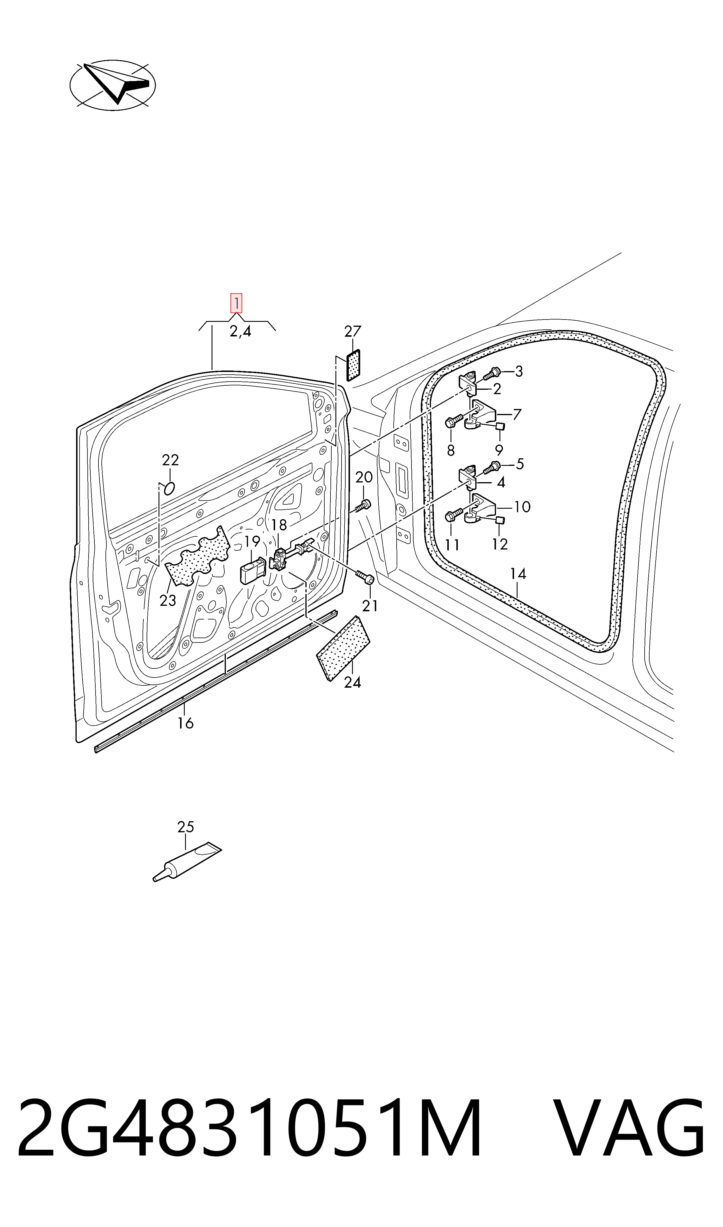 Puerta delantera para Volkswagen Polo VI AW1, BZ1, AE1