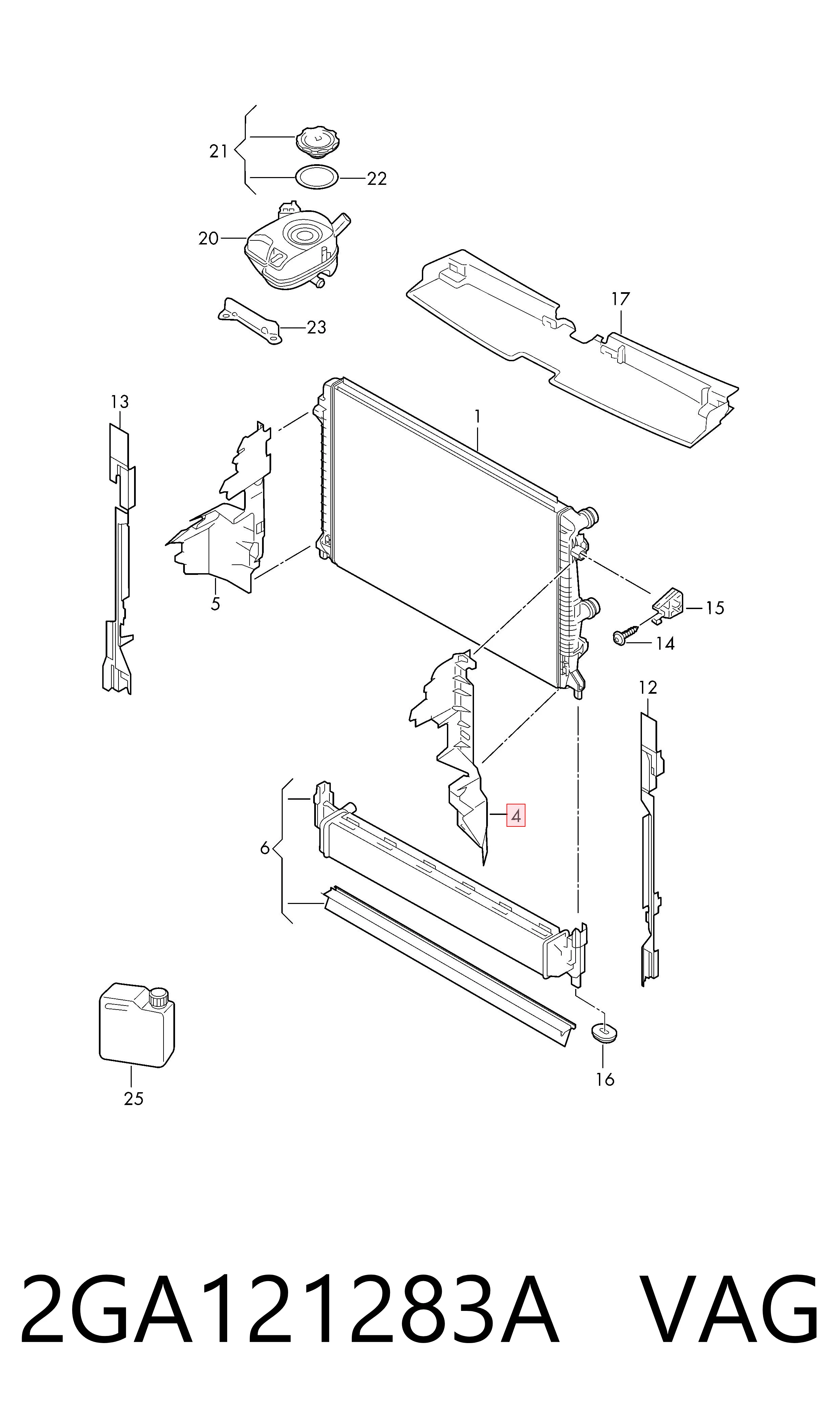 2GA121283A VAG Deflector de aire del radiador izquierdo
