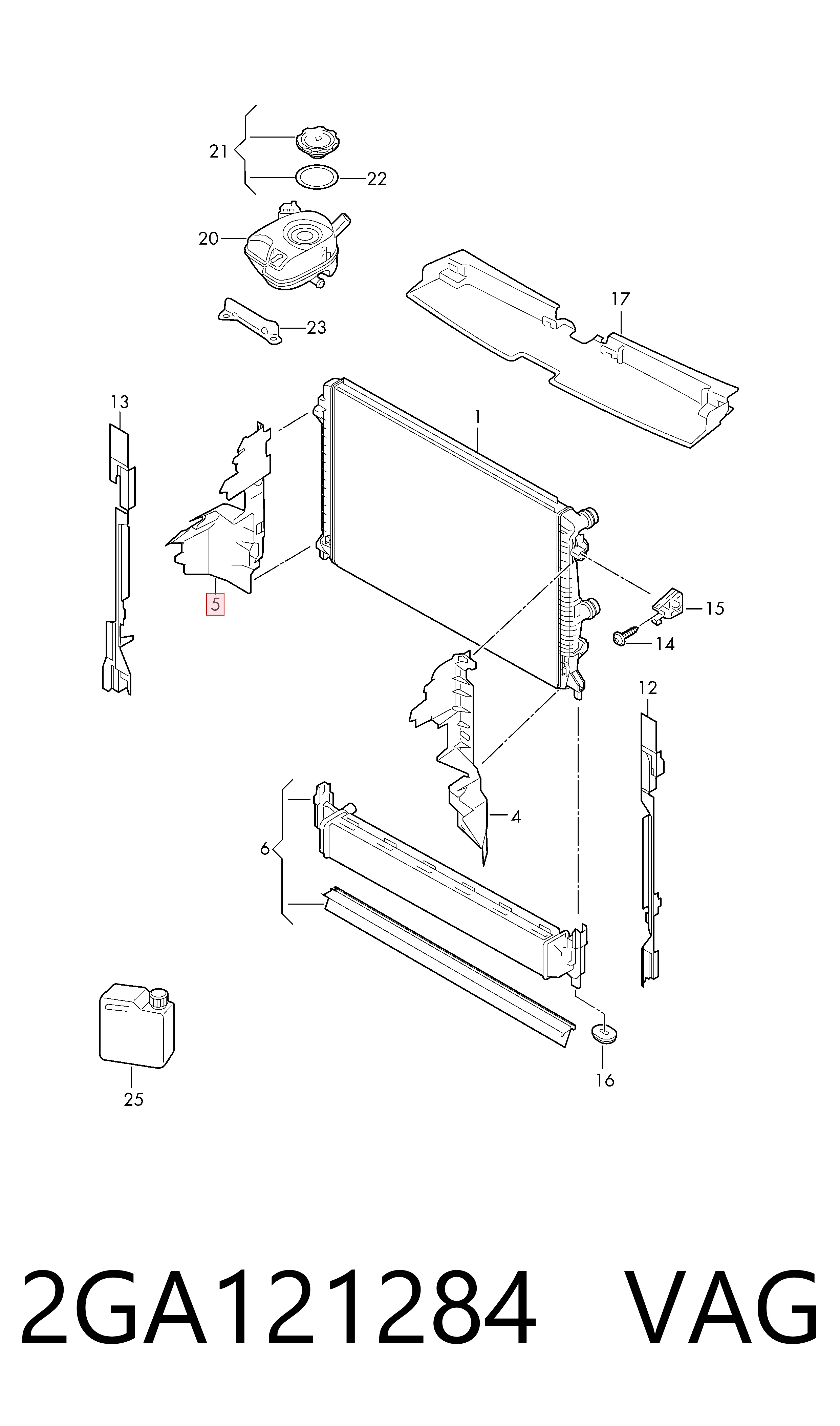 2GA121284 VAG Deflector de aire del radiador derecho