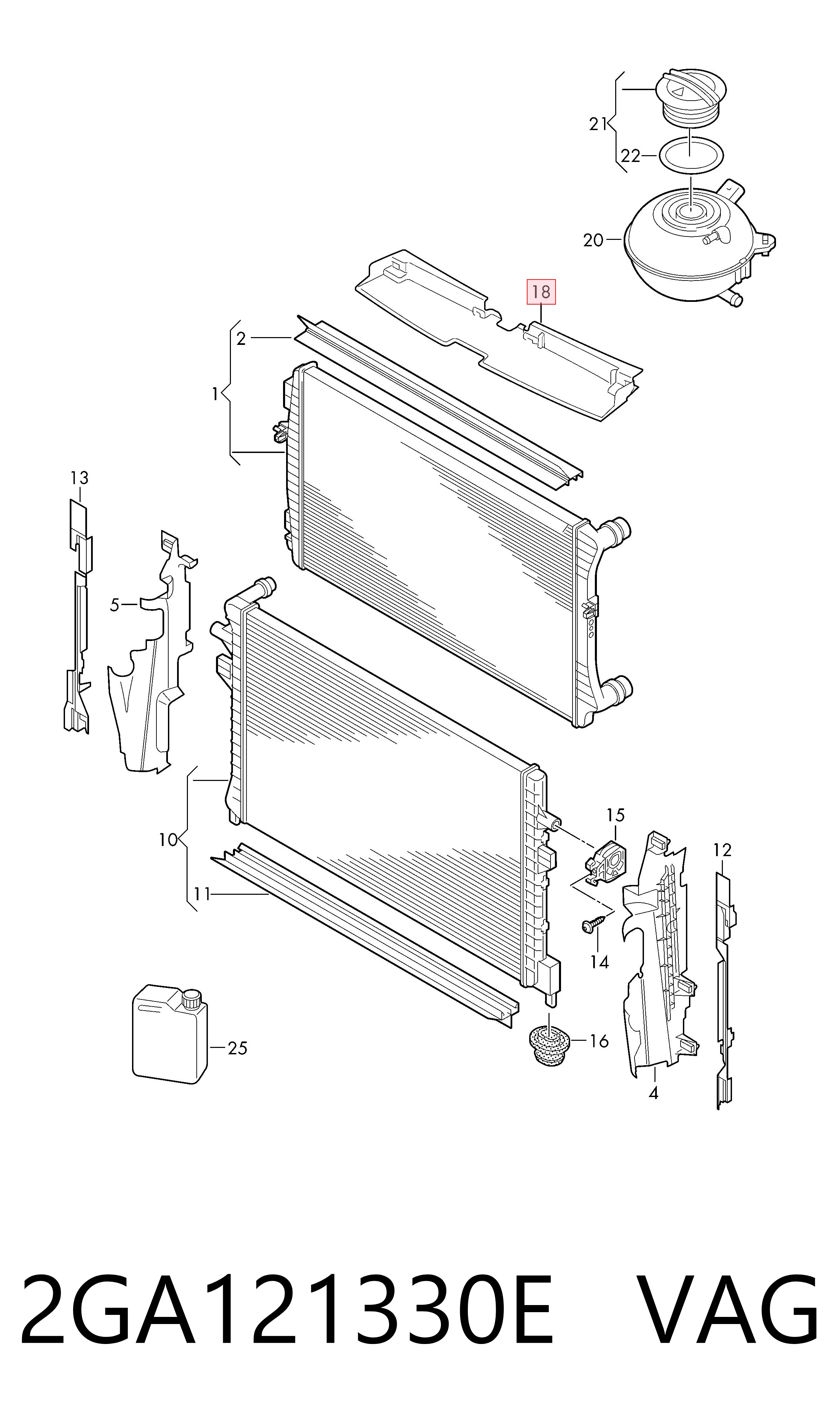 Deflector de aire superior del radiador VAG 2GA121330E precio, desde 31,81 EUR