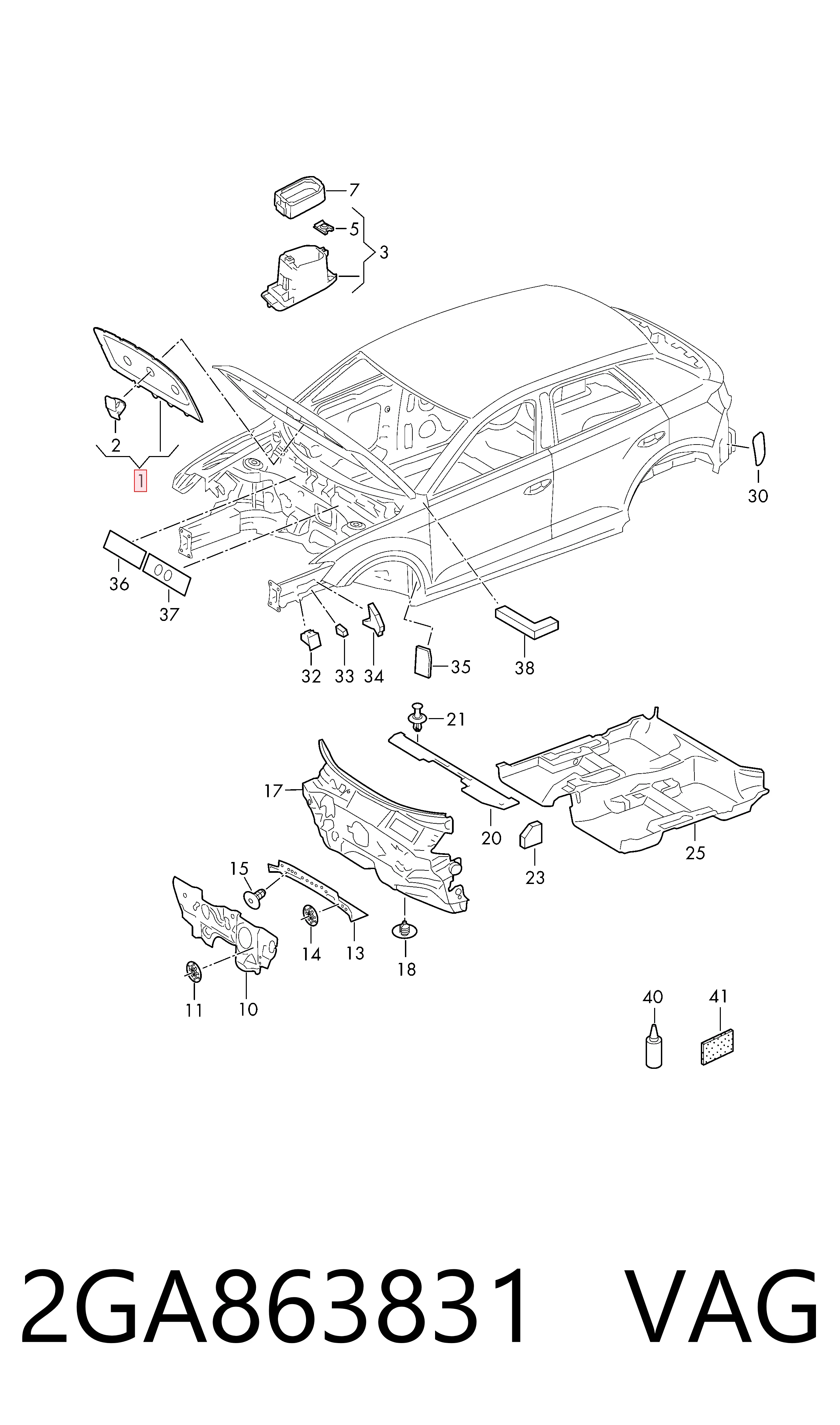Aislante de capó de motor Volkswagen T-ROC  (2017-2026)