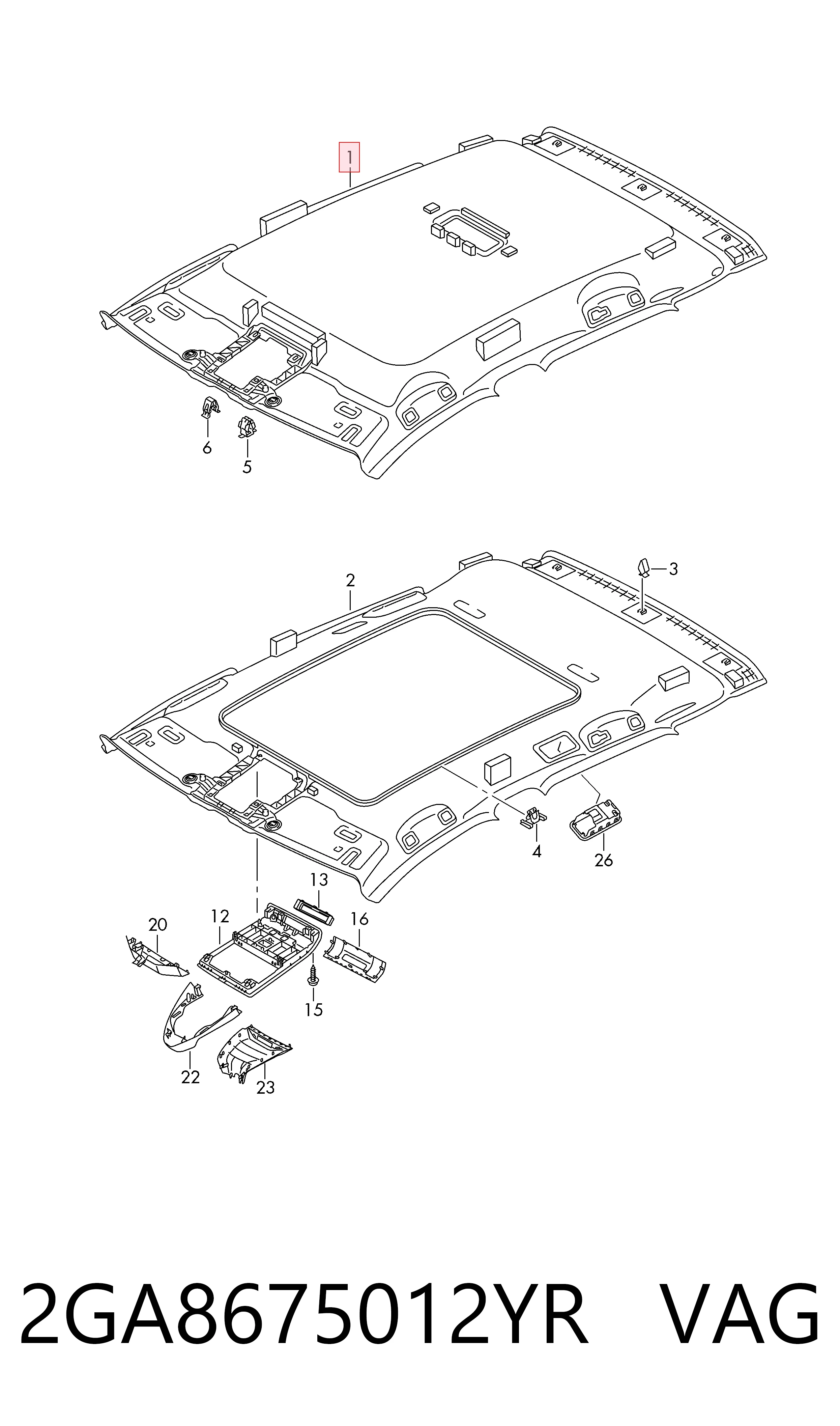 Techo interior para Volkswagen T-ROC A11, D11