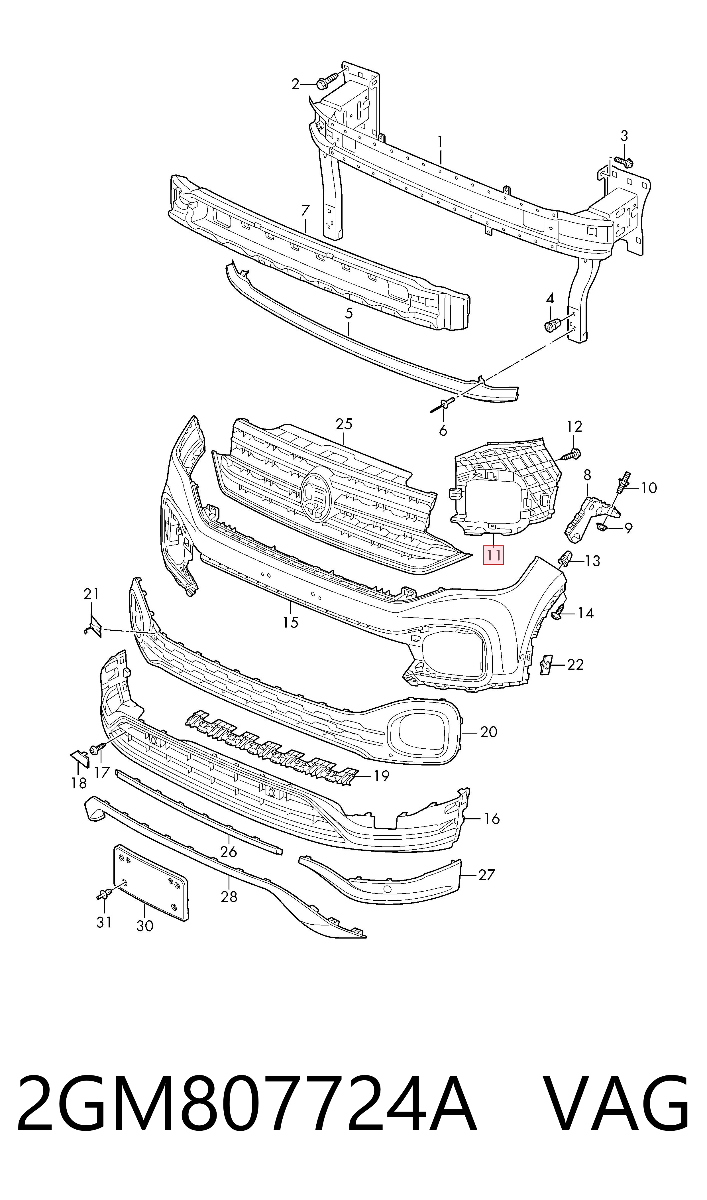 2GM807724A VAG Soporte de parachoques delantero derecho