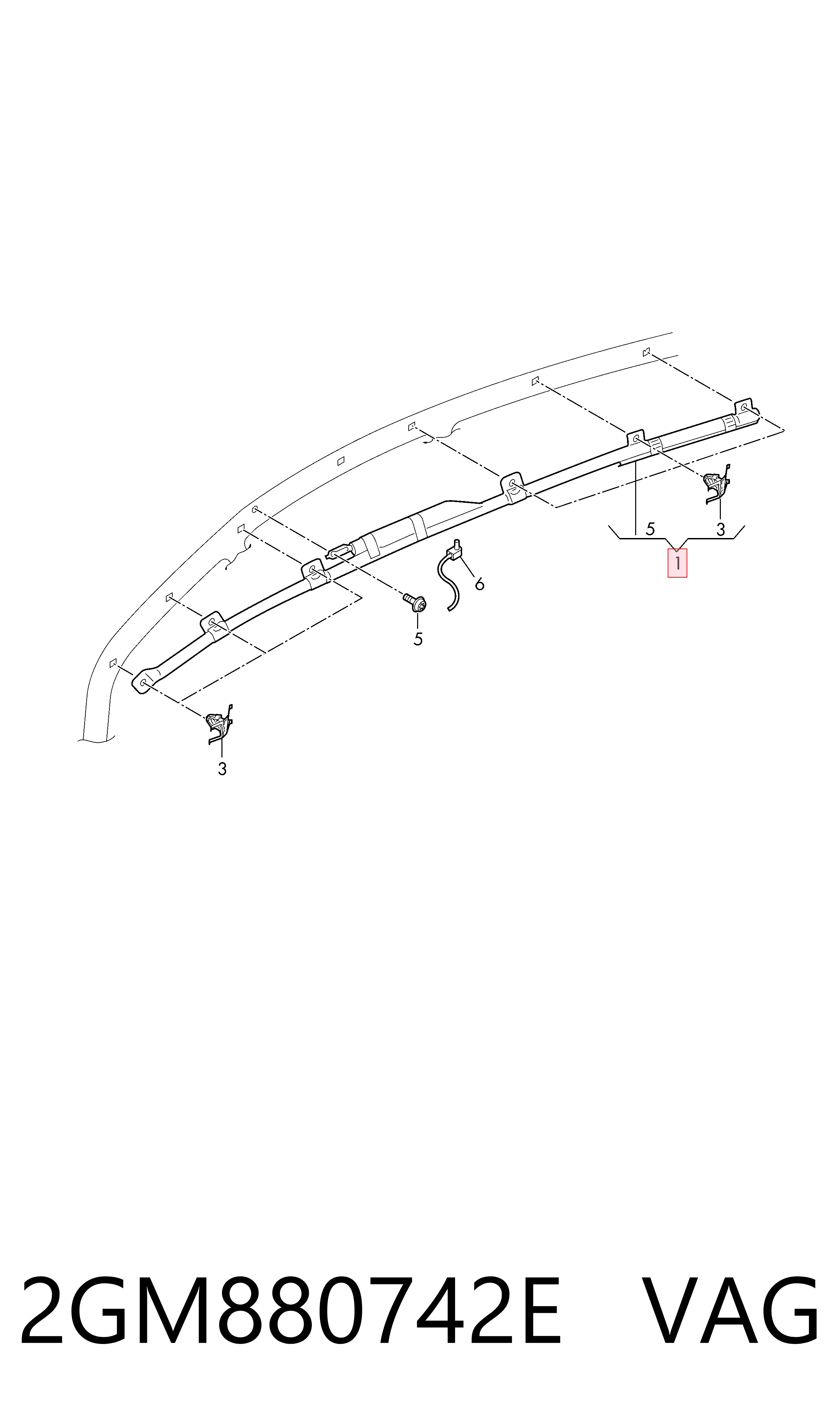 2GM880742E VAG Airbag de cortina lateral derecha