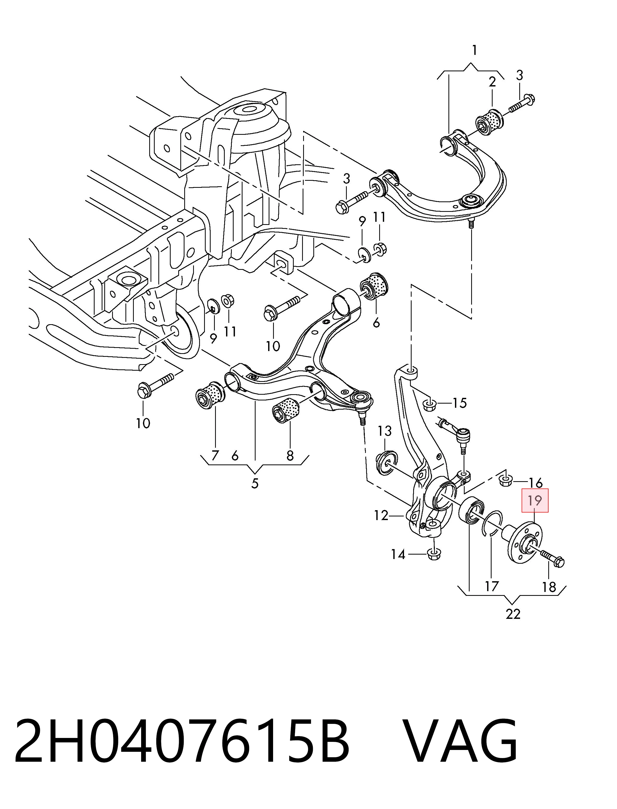 2H0407615B VAG Cubo delantero
