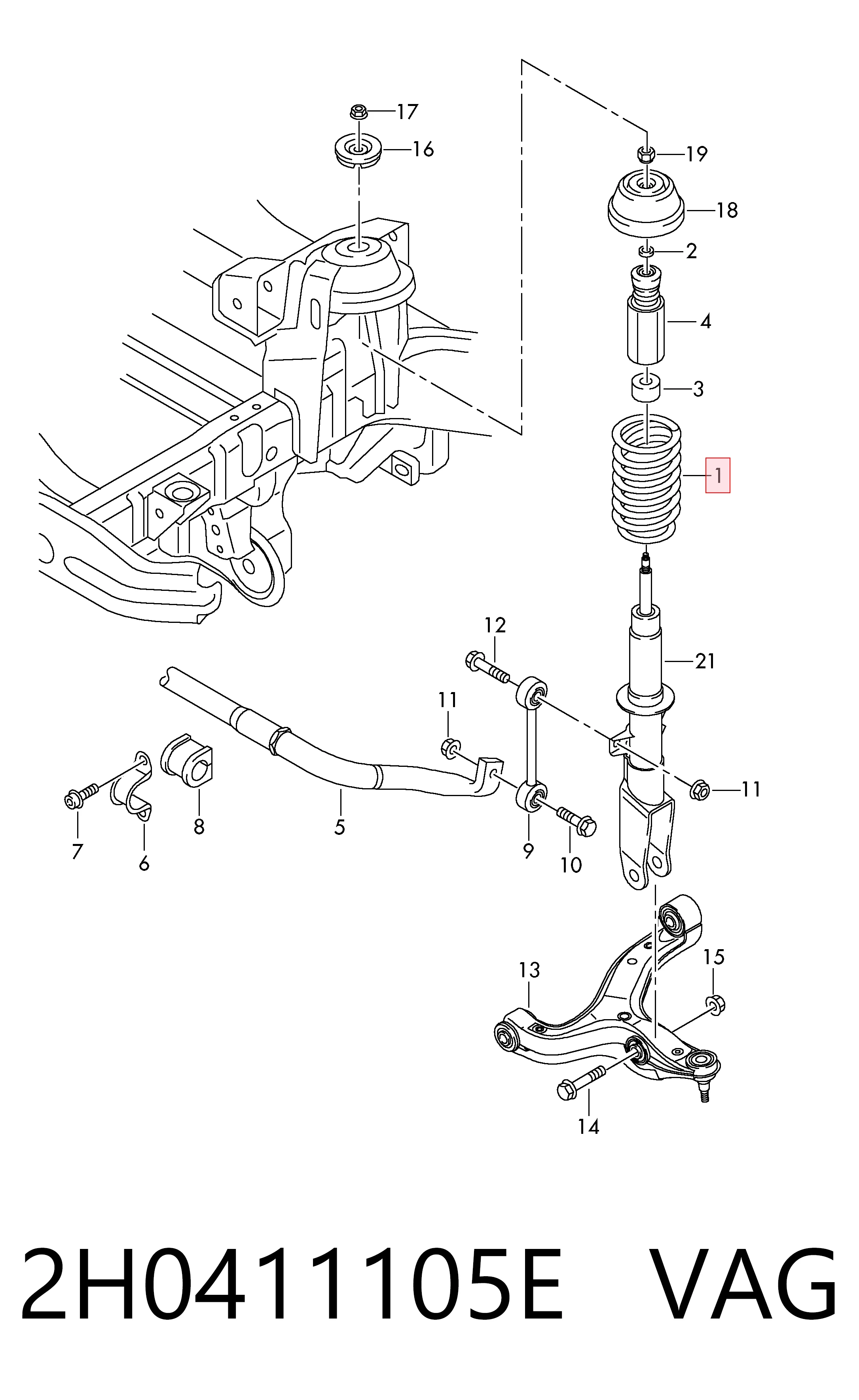 Comprar Muelle delantero Volkswagen AMAROK 2HA, 2HB, S1B, S6B, S7A, S7B a bajo precio