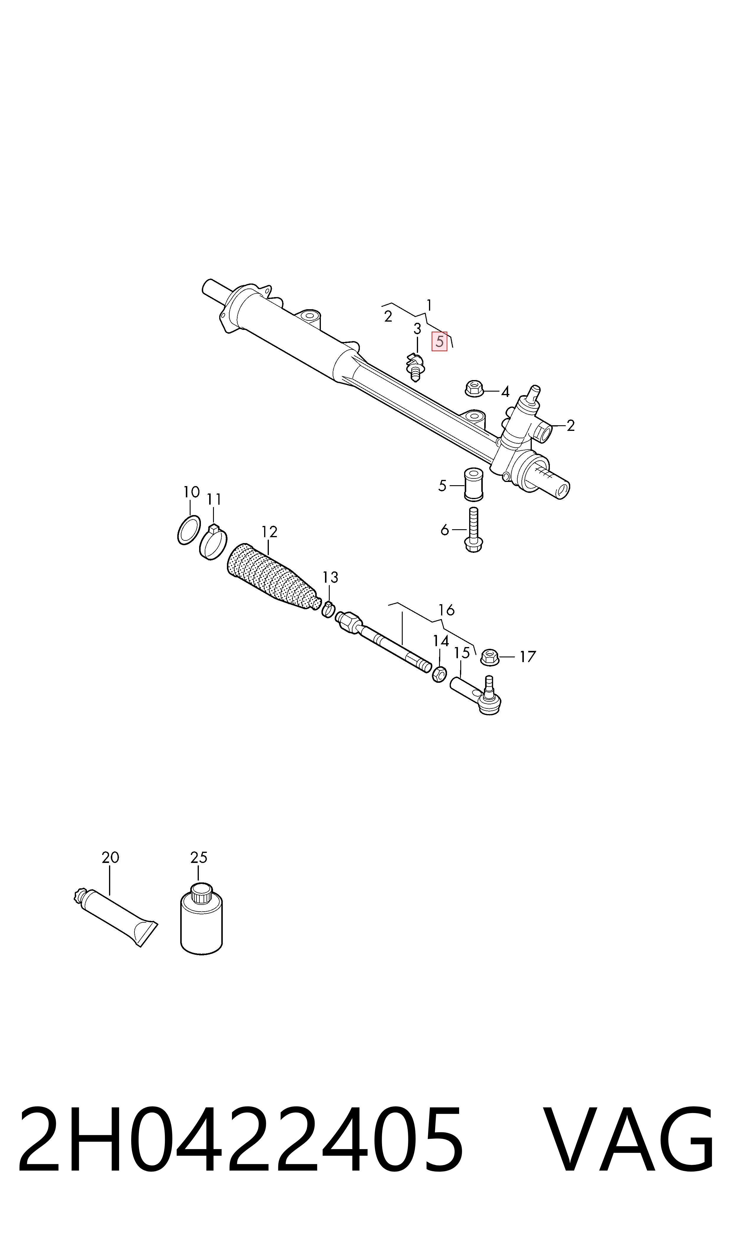 2H0422405 VAG Silentblock de montaje de la cremallera de dirección