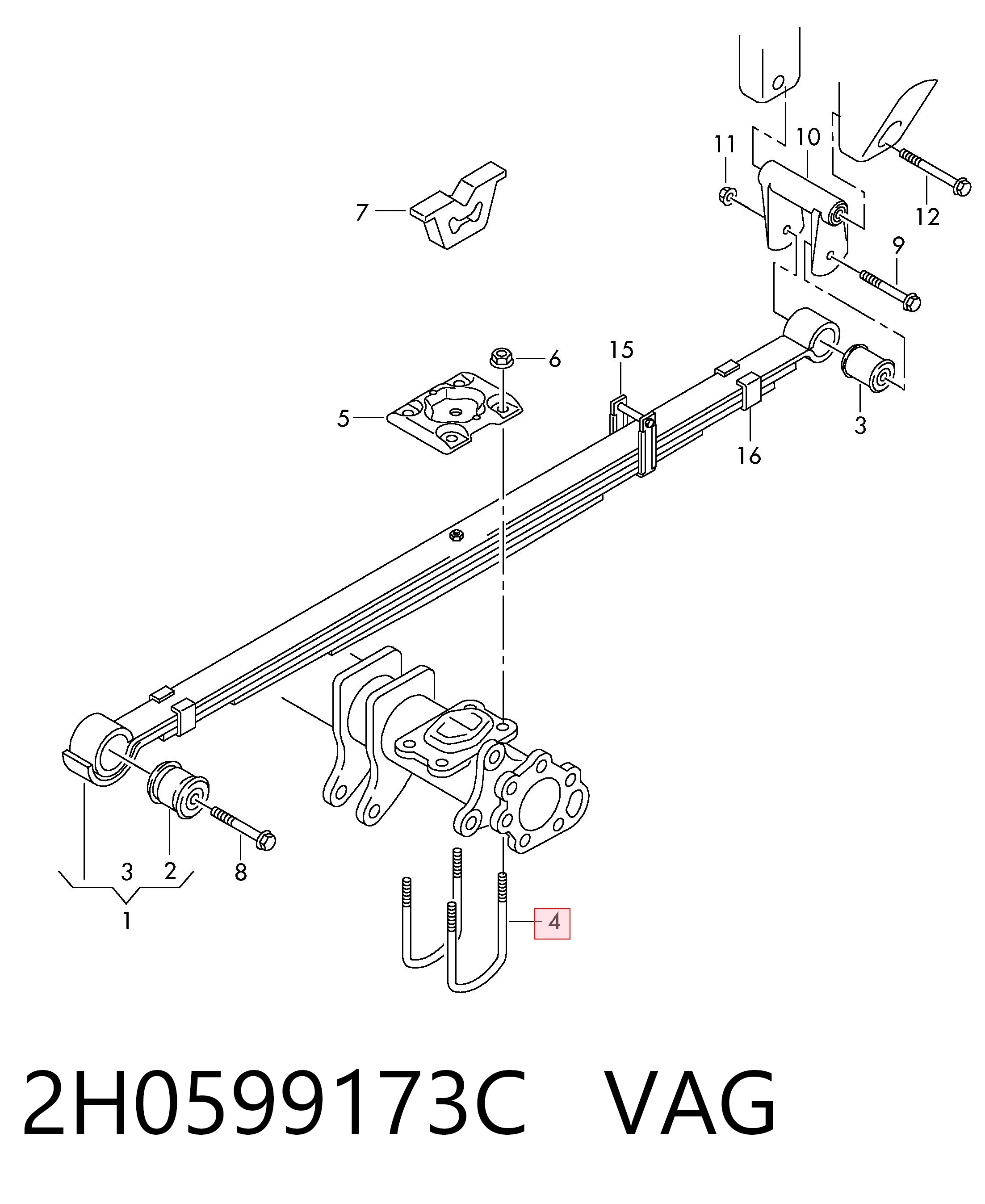 2H0599173C VAG Abrazadera de ballesta