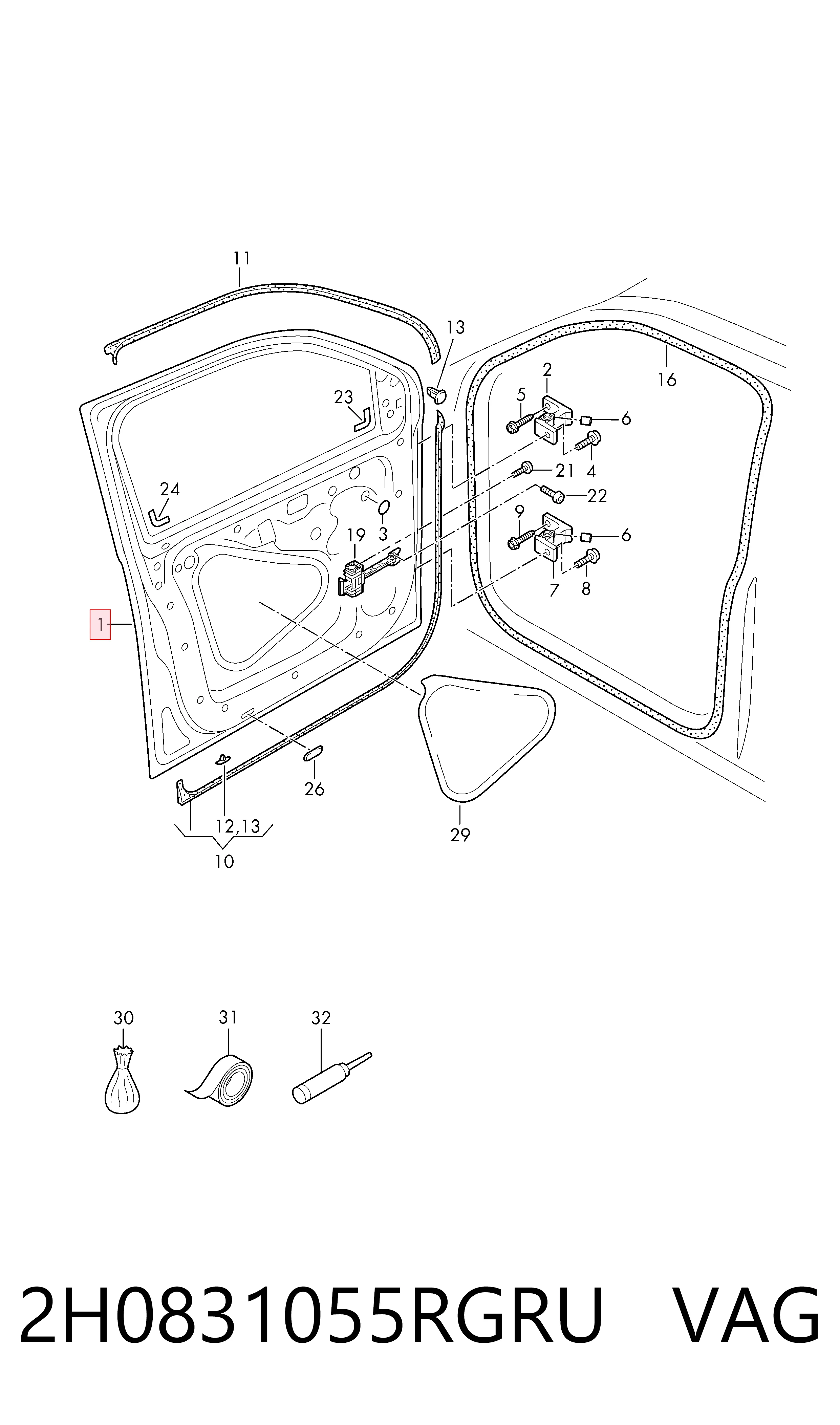 Puerta delantera para Volkswagen AMAROK  2HA, 2HB, S1B, S6B, S7A, S7B