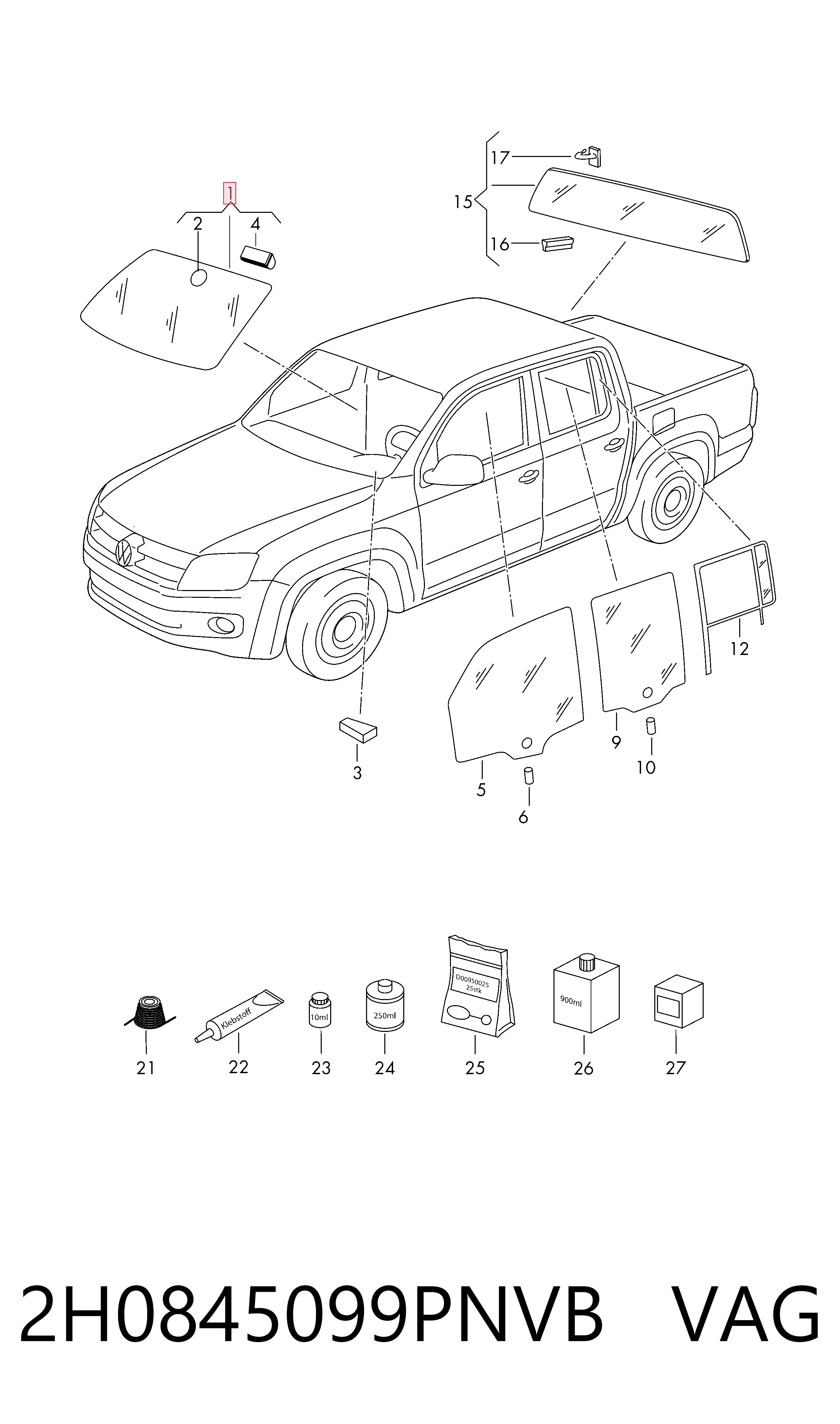 Parabrisas delantero  para Volkswagen AMAROK  2HA, 2HB, S1B, S6B, S7A, S7B