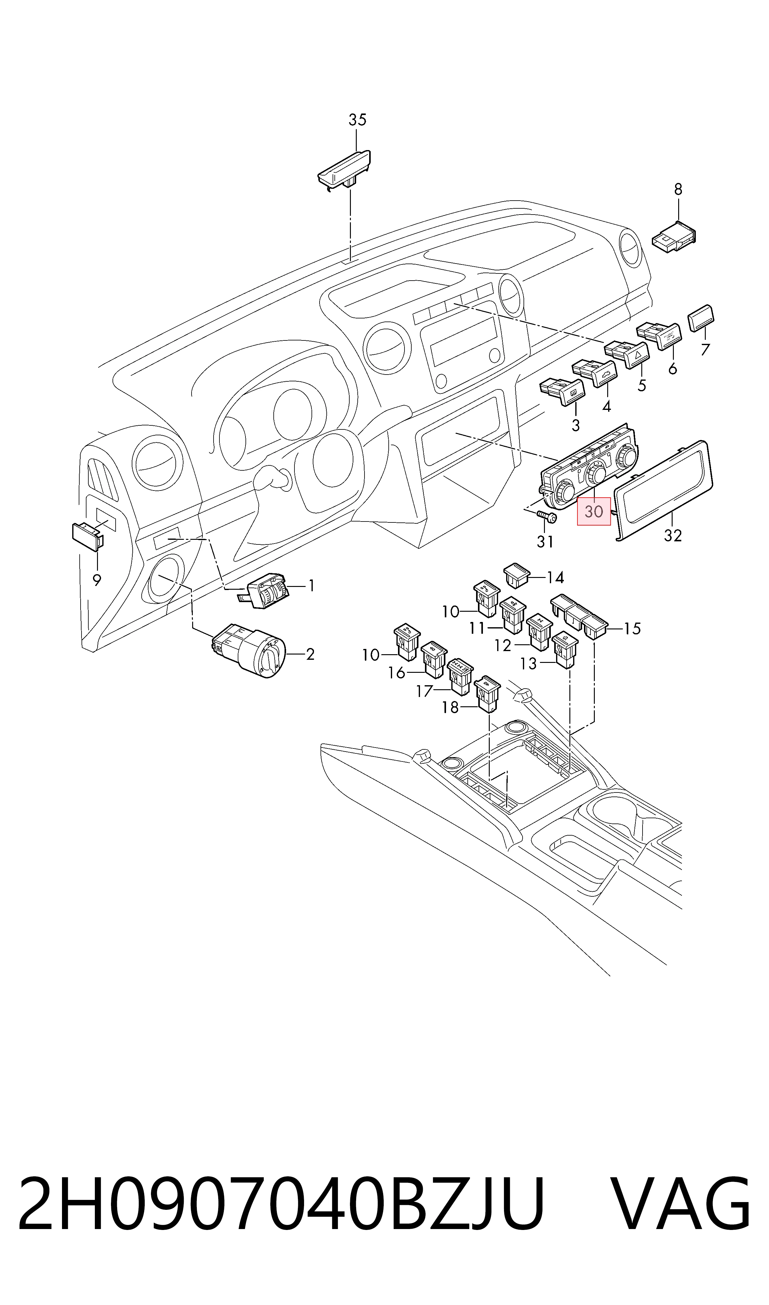 Unidad de control aire acondicionado para Volkswagen AMAROK 2HA, 2HB, S1B, S6B, S7A, S7B