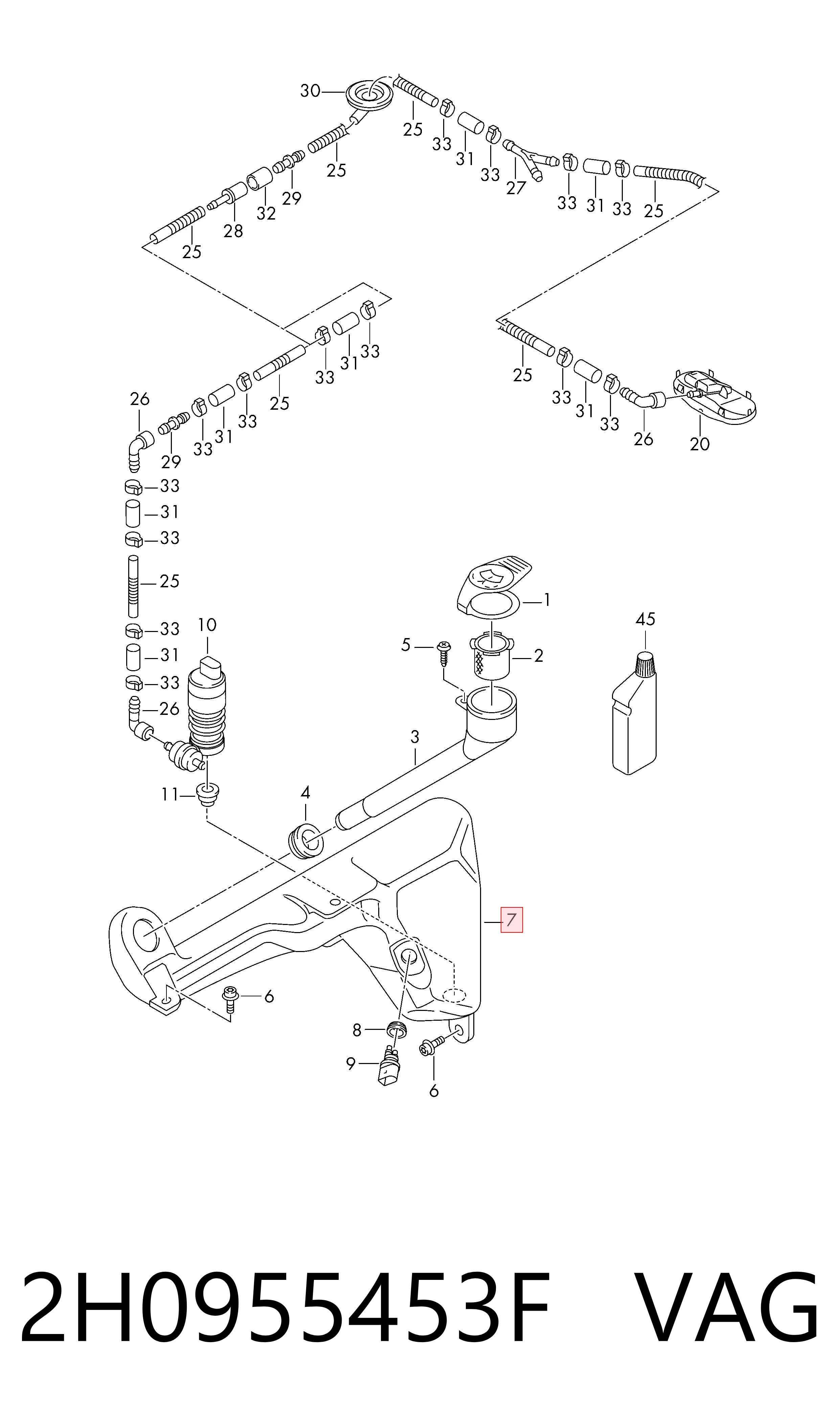 Comprar Depósito de líquido limpiaparabrisas Volkswagen AMAROK 2HA, 2HB, S1B, S6B, S7A, S7B a bajo precio