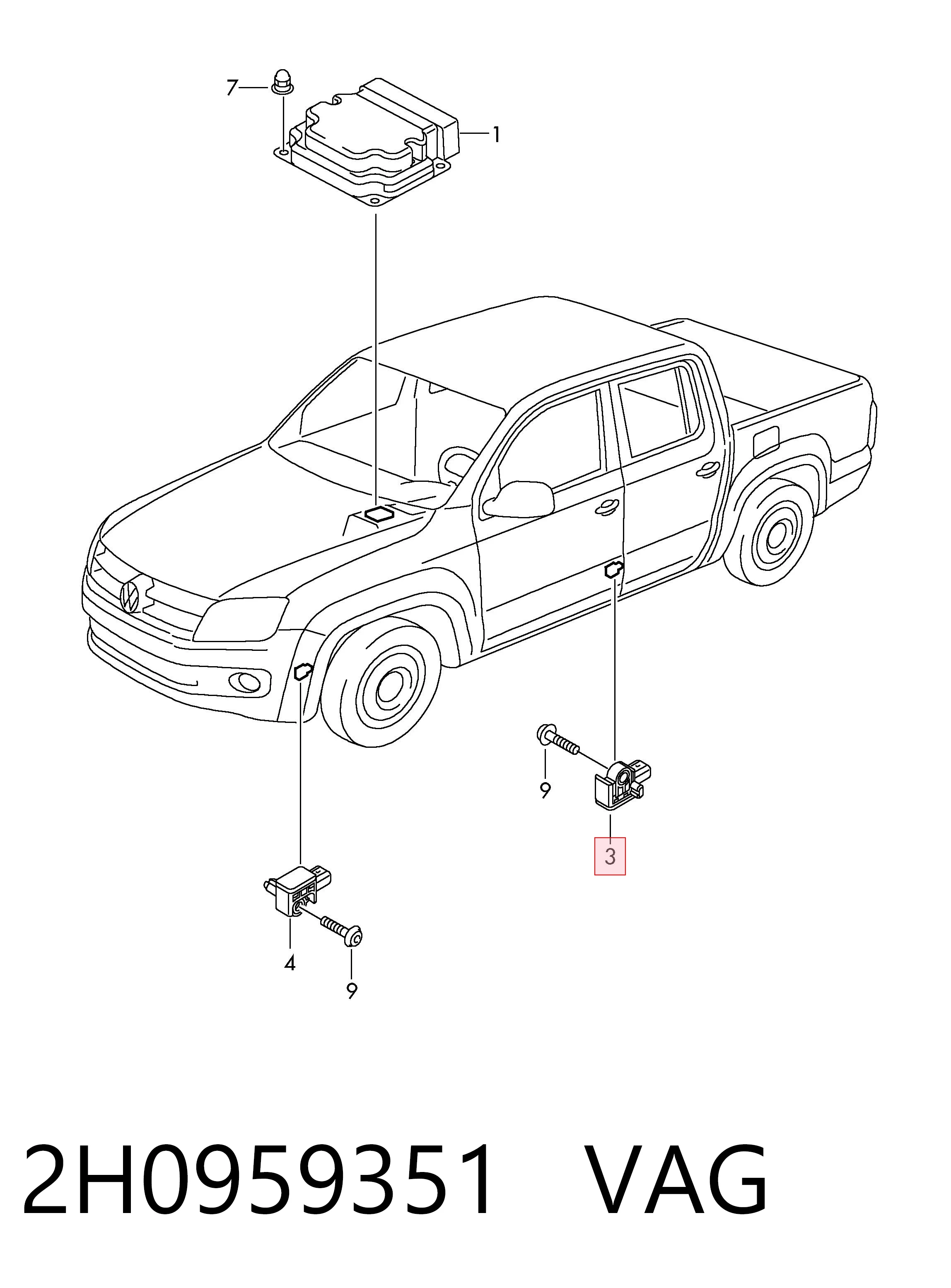 Sensor de airbag delantero VAG 2H0959351 precio, desde 37,75 EUR