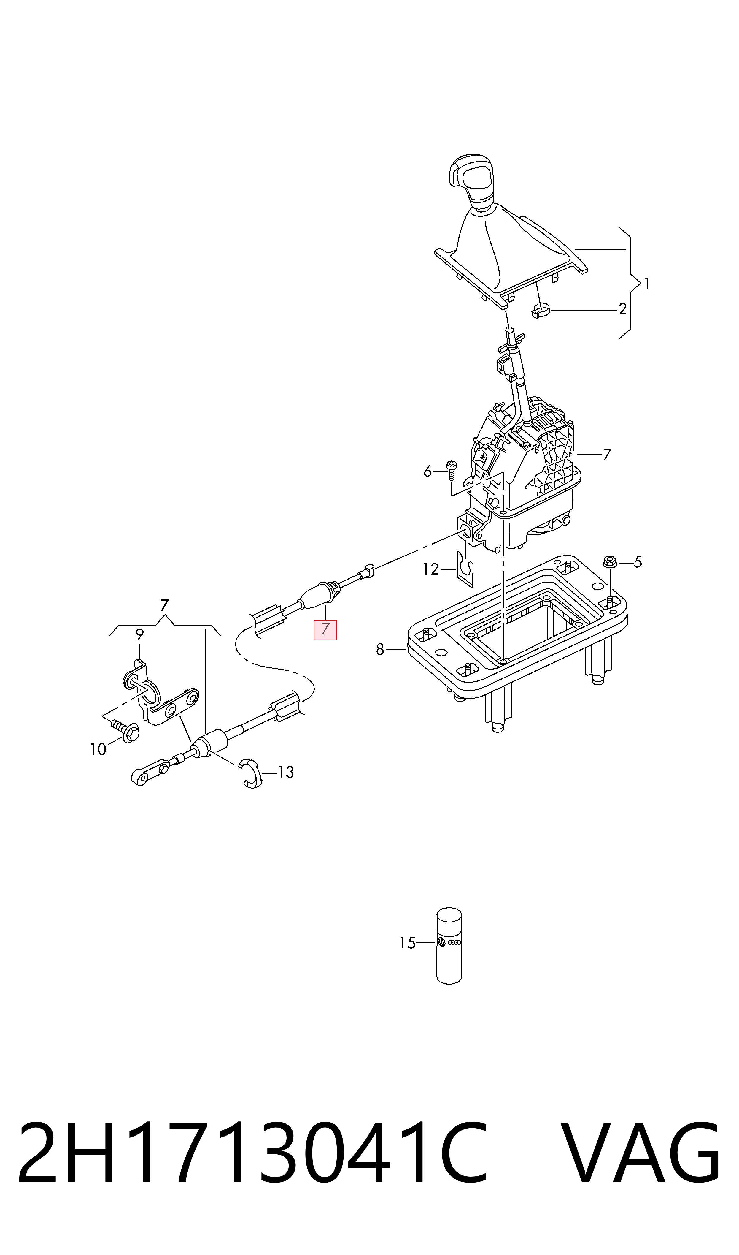 Palanca selectora cambio de marcha para Volkswagen AMAROK  2HA, 2HB, S1B, S6B, S7A, S7B