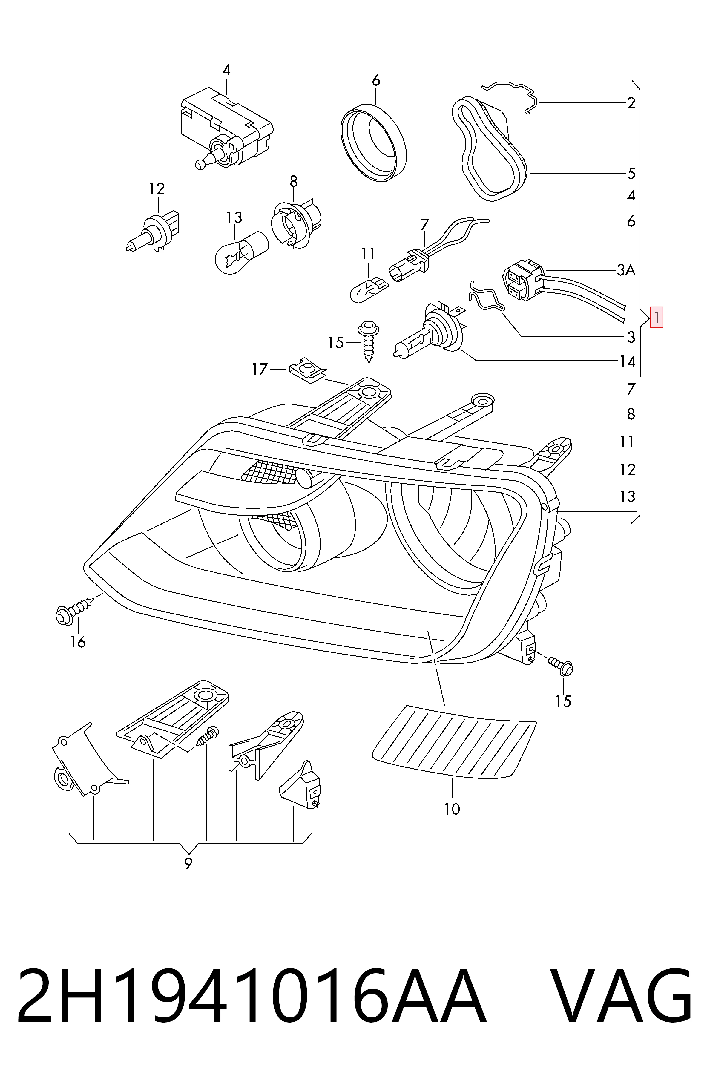 Comprar Faro derecho Volkswagen AMAROK  2HA, 2HB, S1B, S6B, S7A, S7B