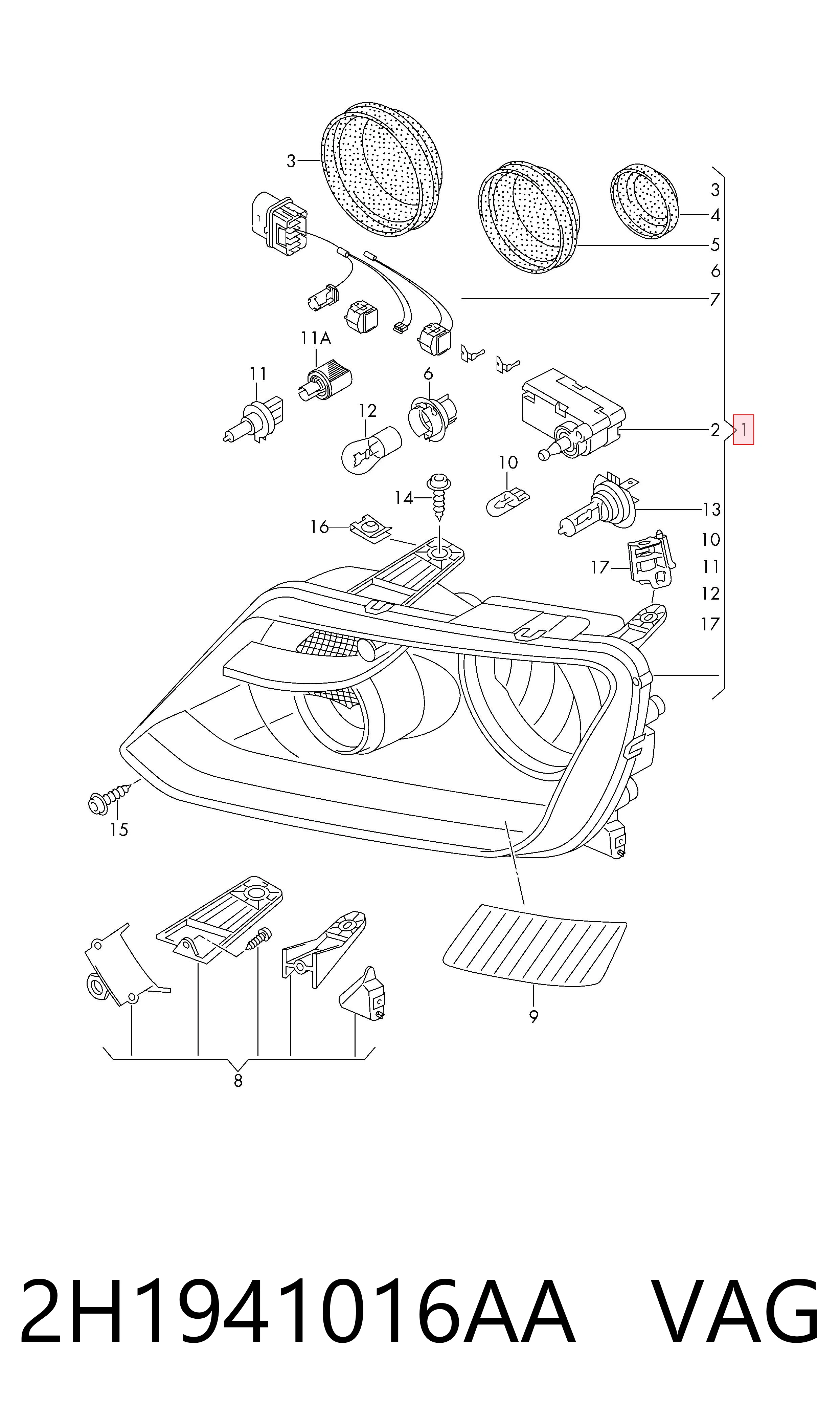Comprar Faro derecho Volkswagen AMAROK 2HA, 2HB, S1B, S6B, S7A, S7B a bajo precio