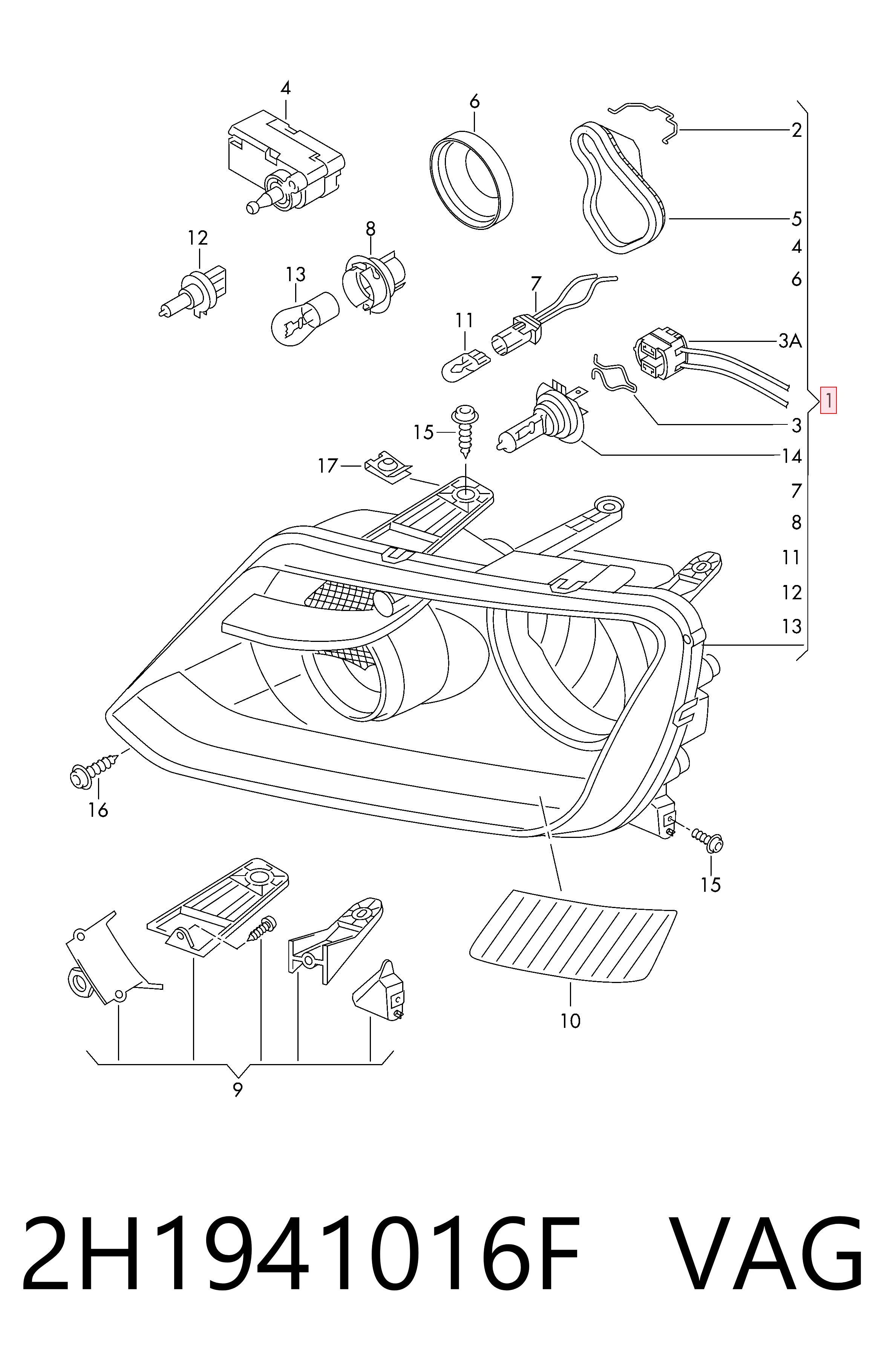 Faro derecho Volkswagen AMAROK pick-up (2HA, 2HB, S1B, S6B, S7A, S7B) (2010 - 2026) precio, desde 243,94 EUR