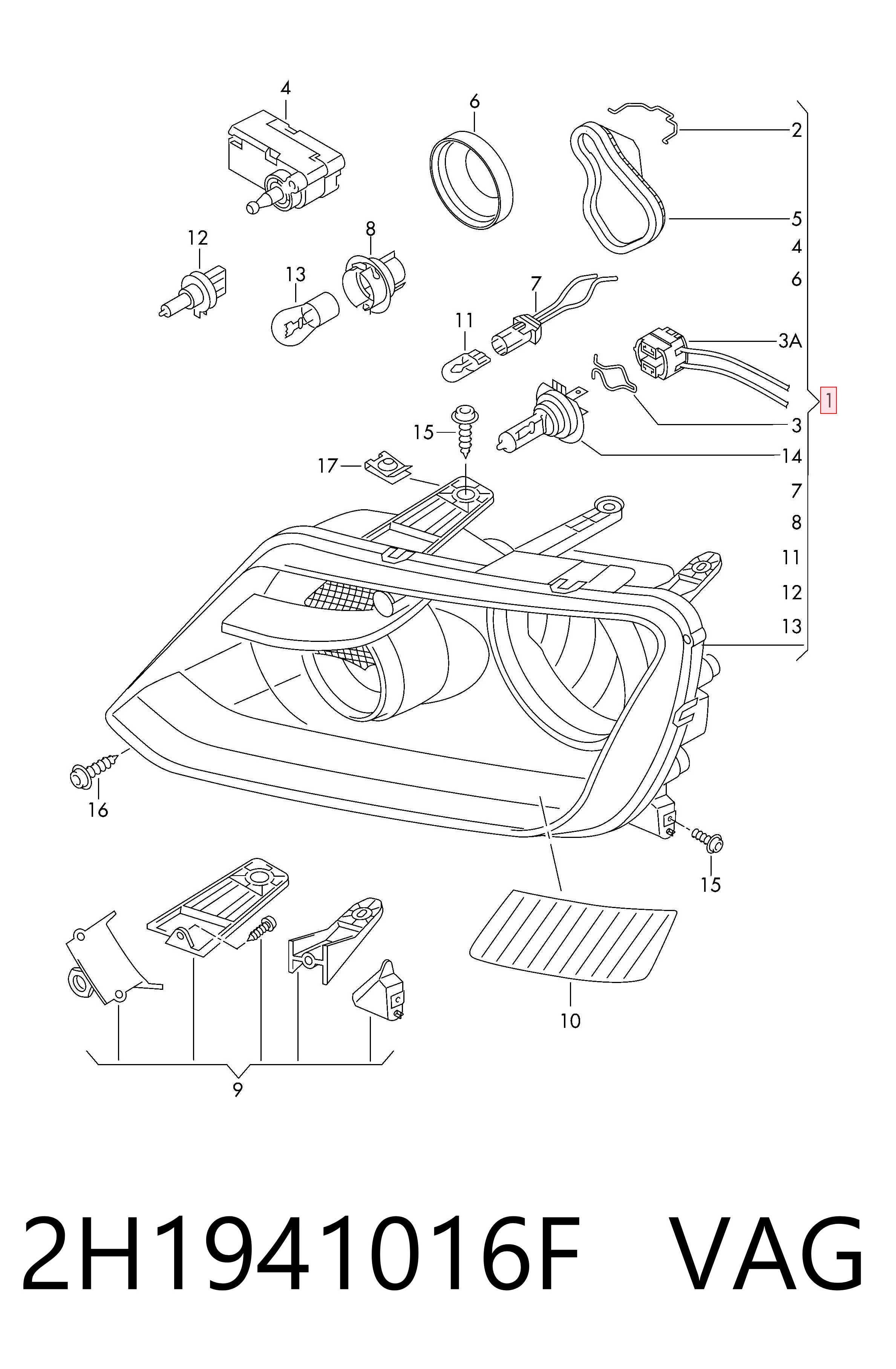 Luz derecha para Volkswagen AMAROK  2HA, 2HB, S1B, S6B, S7A, S7B