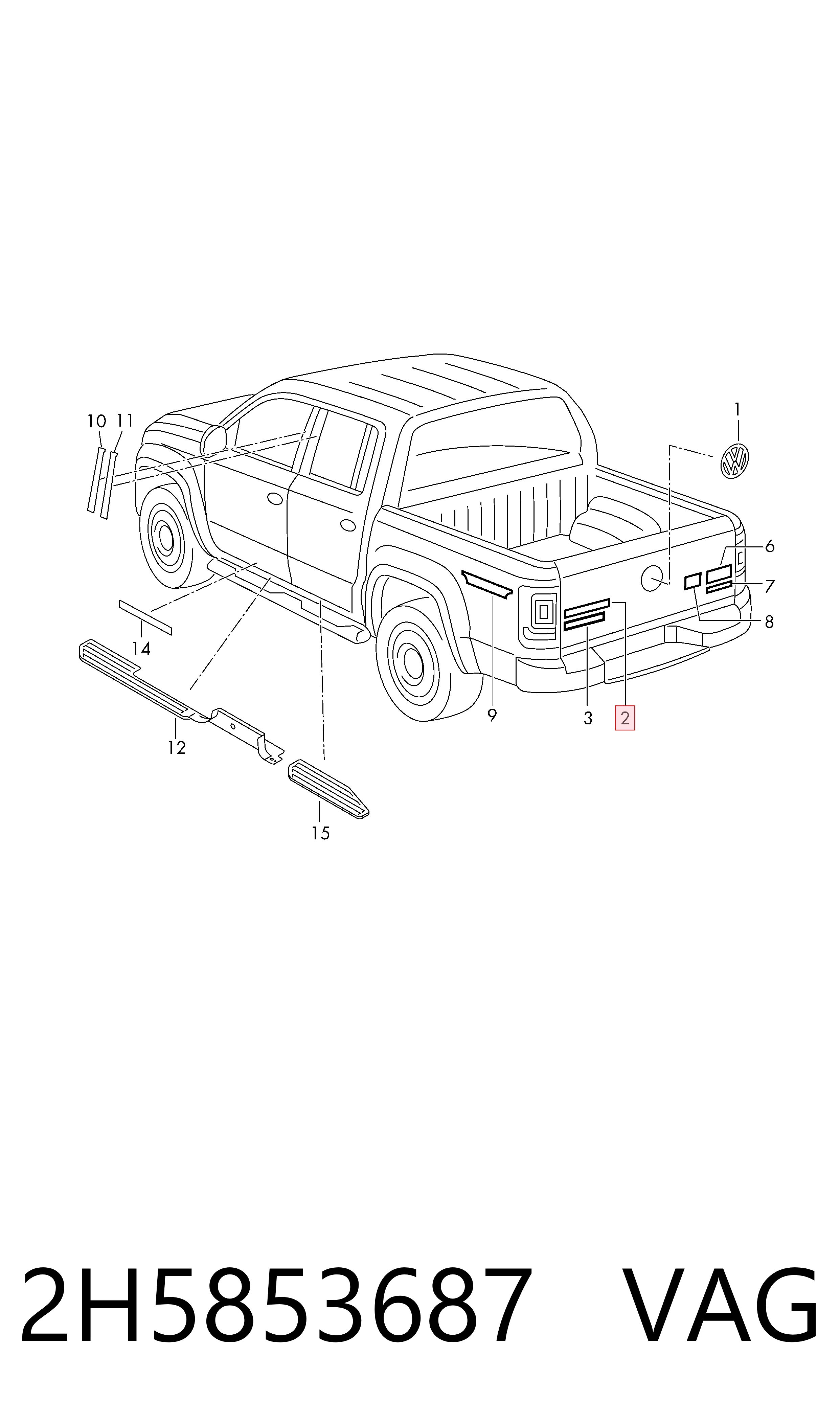 Comprar Emblema de tapa de maletero Volkswagen AMAROK  2HA, 2HB, S1B, S6B, S7A, S7B a bajo precio