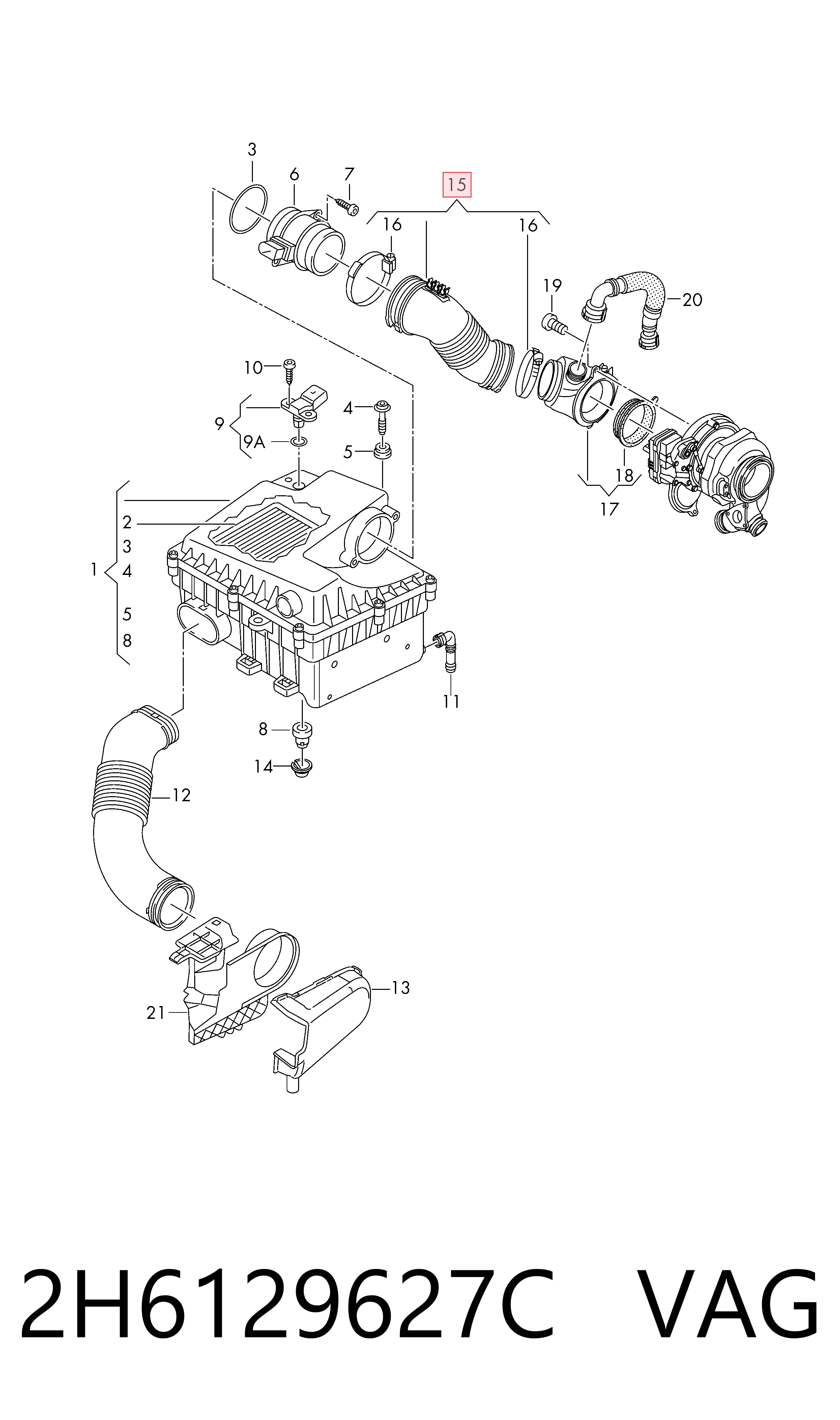 Comprar Manguito de aire del medidor de masa de aire Volkswagen AMAROK  2HA, 2HB, S1B, S6B, S7A, S7B a bajo precio