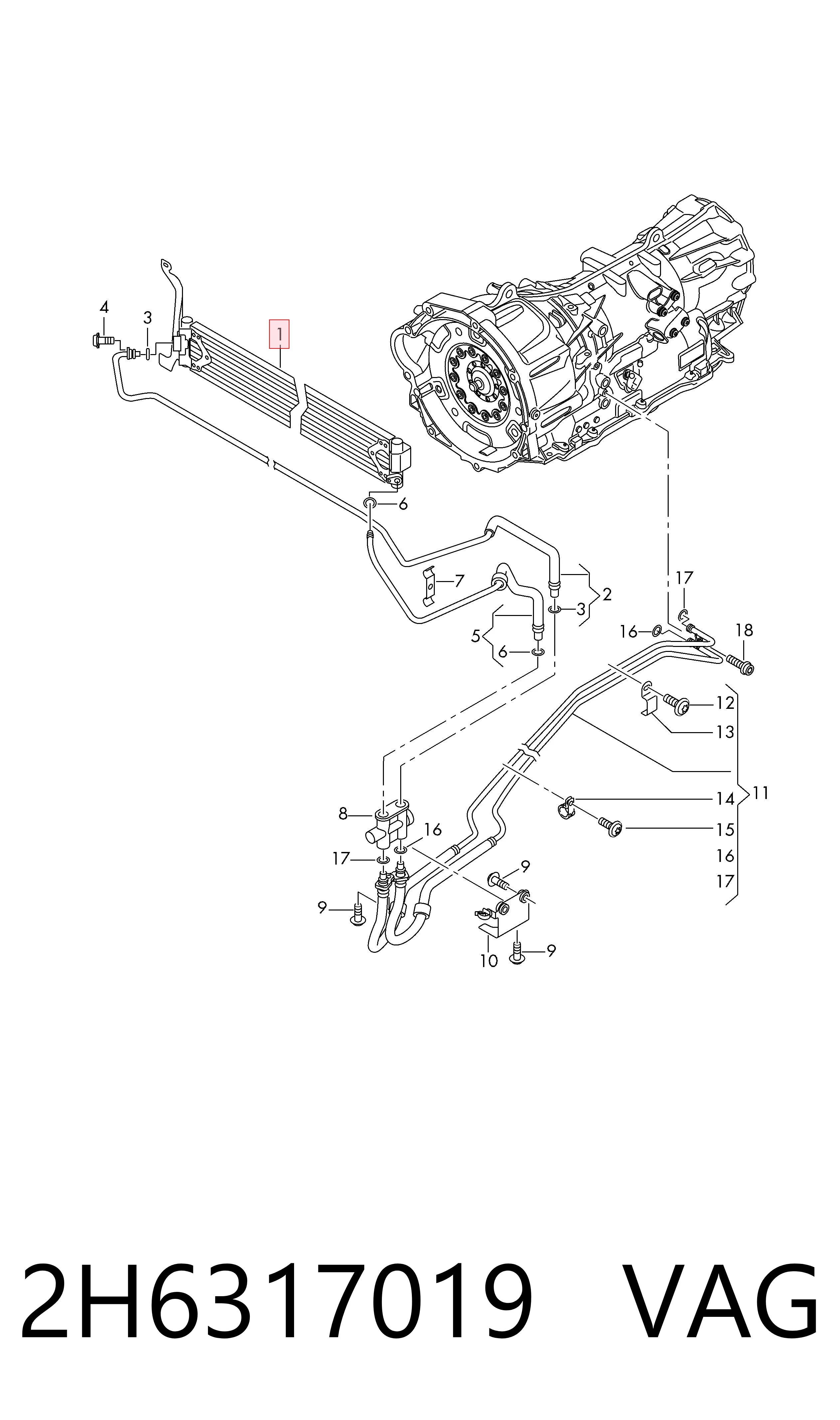 2H6317019 VAG Radiador de refrigeración de la transmisión