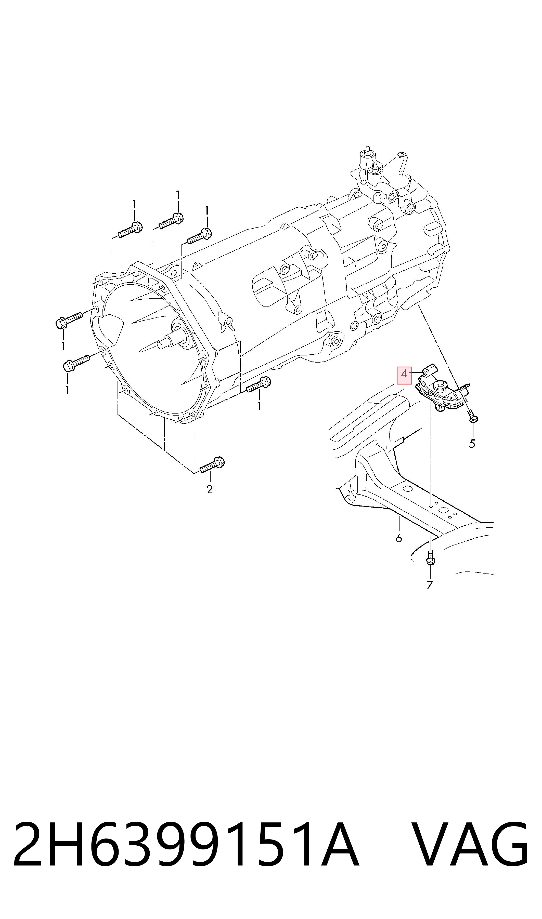 Soporte de caja de cambios VAG 2H6399151A