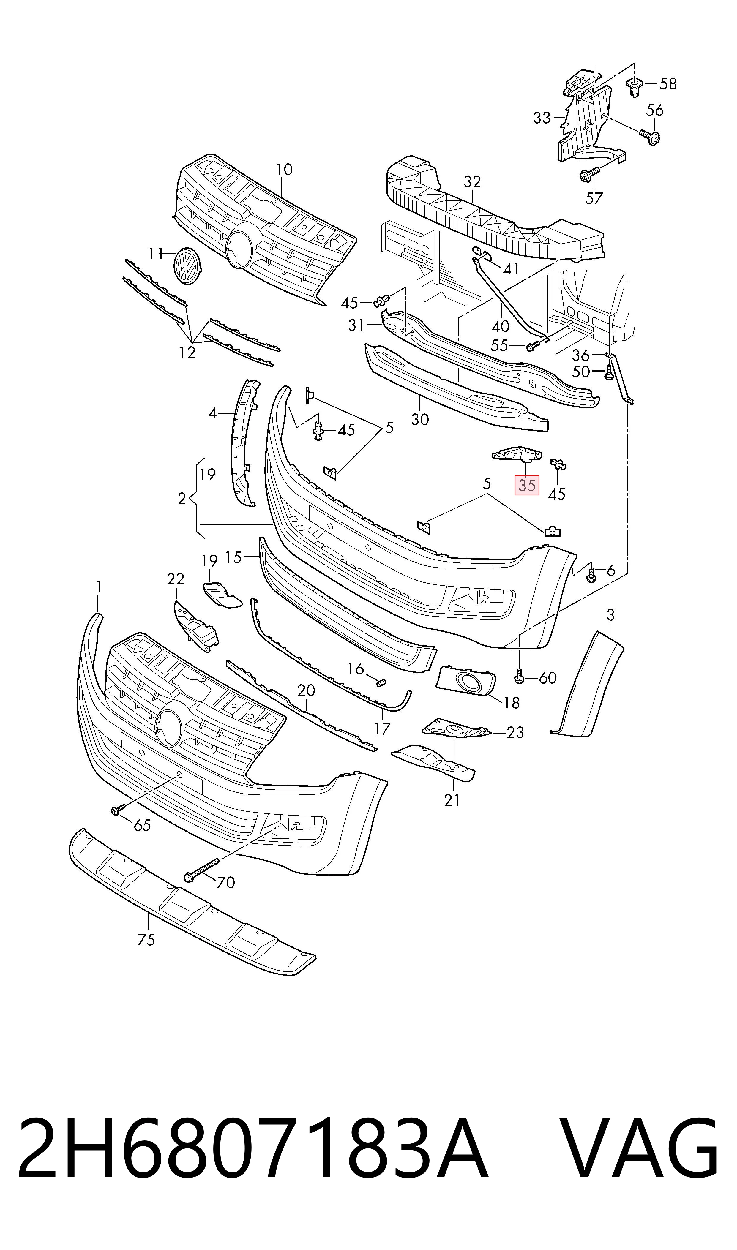 Comprar 2H6807183A VAG Soporte delantero izquierdo para aleta delantera