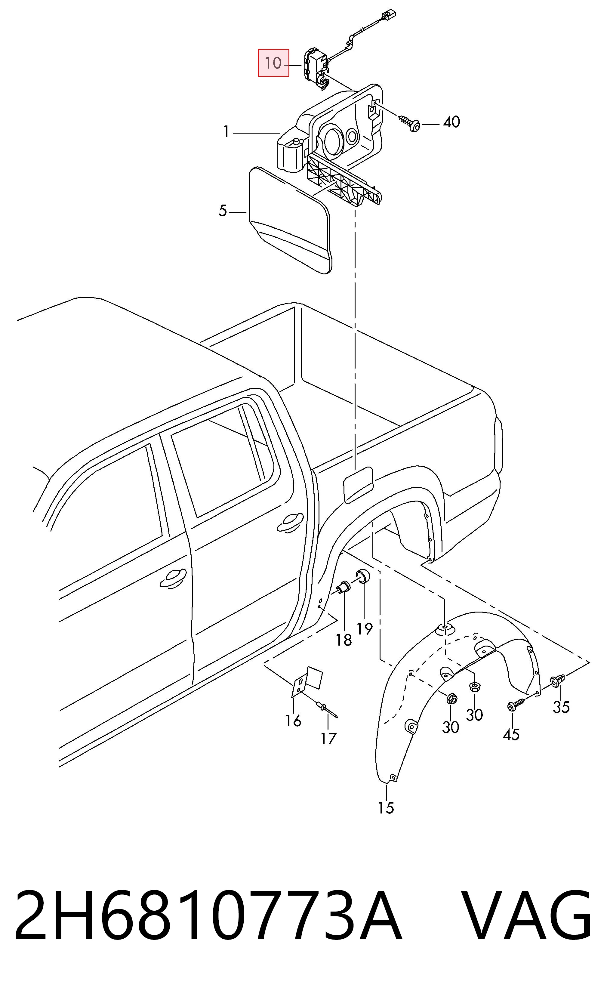 Comprar 2H6810773A VAG Cerradura de la tapa del depósito de combustible
