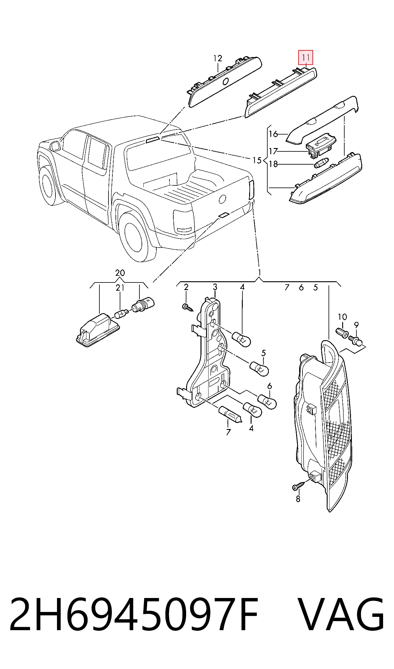 Comprar Luz de freno trasera adicional  AMAROK  2HA, 2HB, S1B, S6B, S7A, S7B