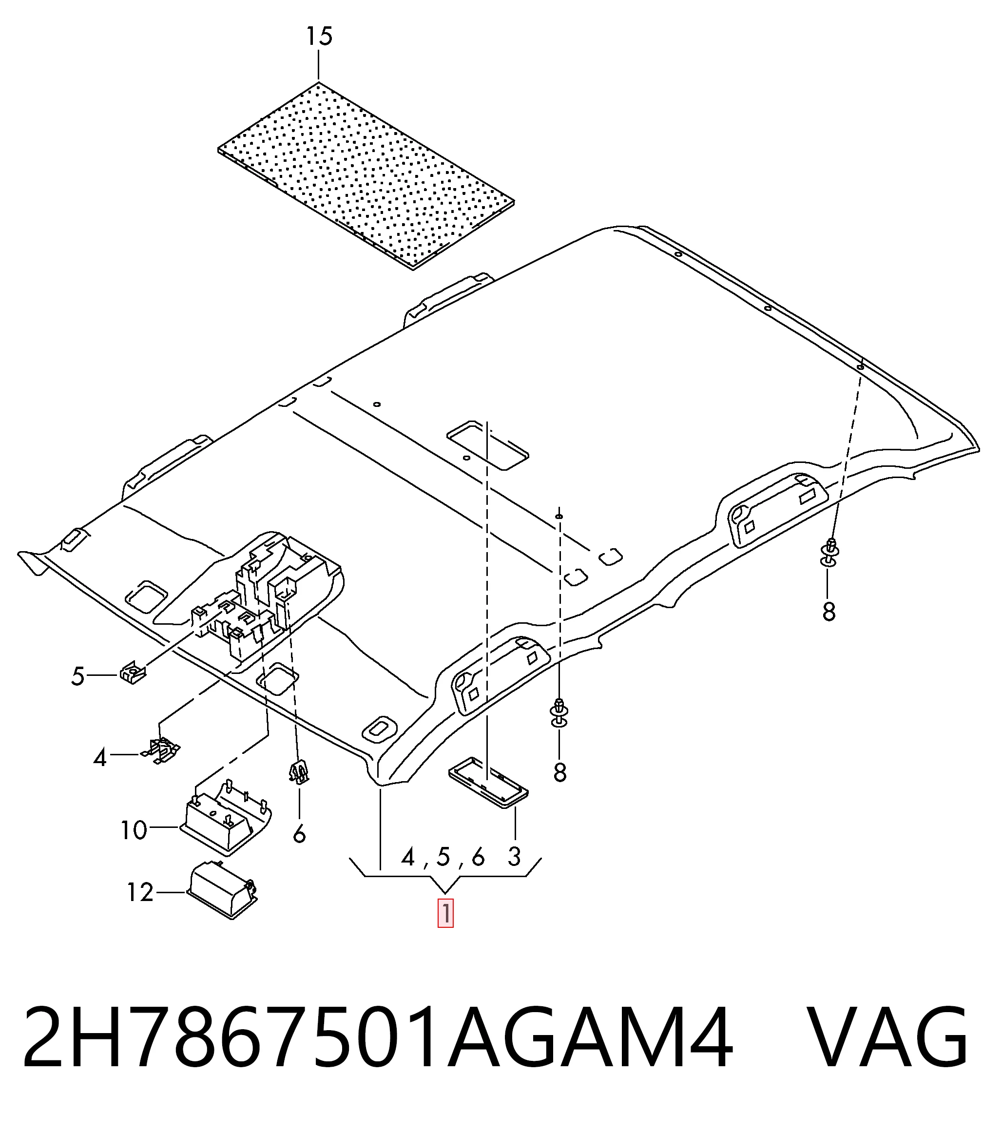 Comprar Guarnecido de techo Volkswagen AMAROK 2HA, 2HB, S1B, S6B, S7A, S7B a bajo precio